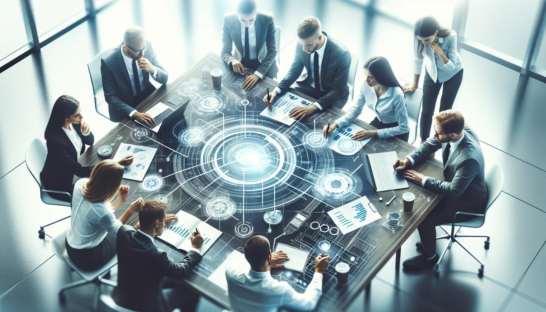 Cross-functional marketing teams collaborating around dashboard and roadmap
