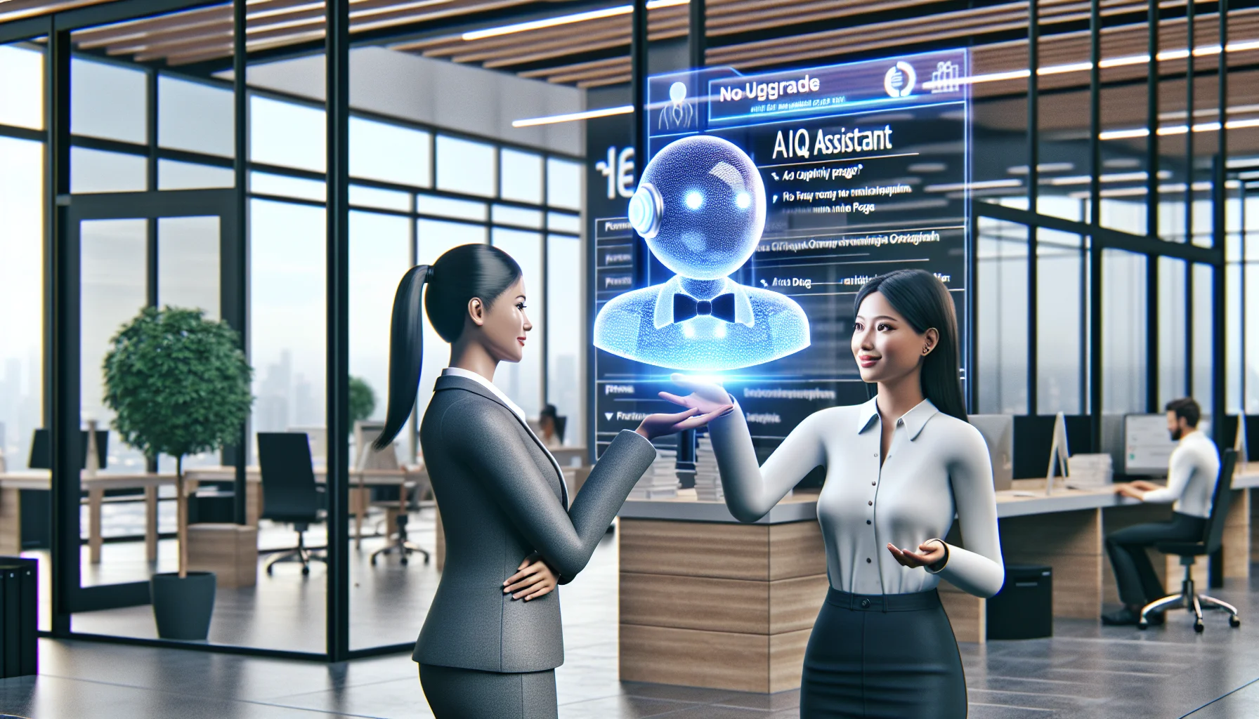 Employees using an employee trust AI assistants dashboard on laptop