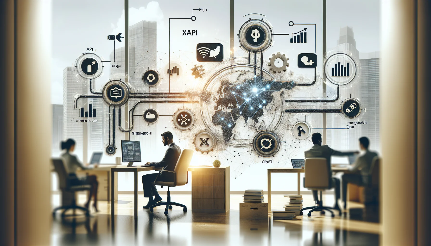 Operator viewing LMS features dashboard with real-time analytics