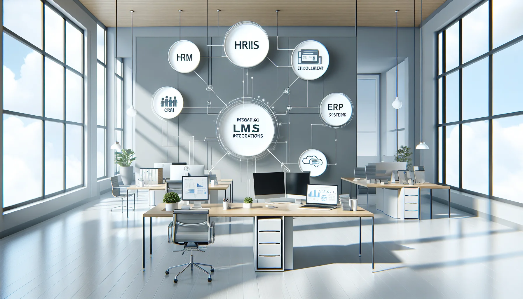 Team configuring LMS integrations dashboard with HRIS and CRM