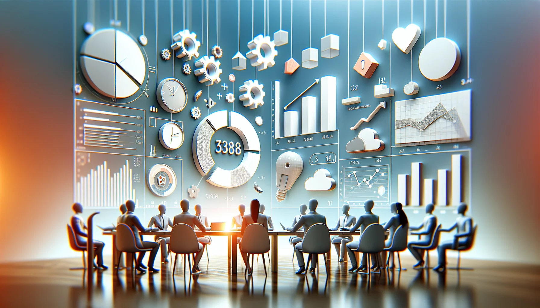 Dashboard showing LMS ROI metrics and KPI trends on screen