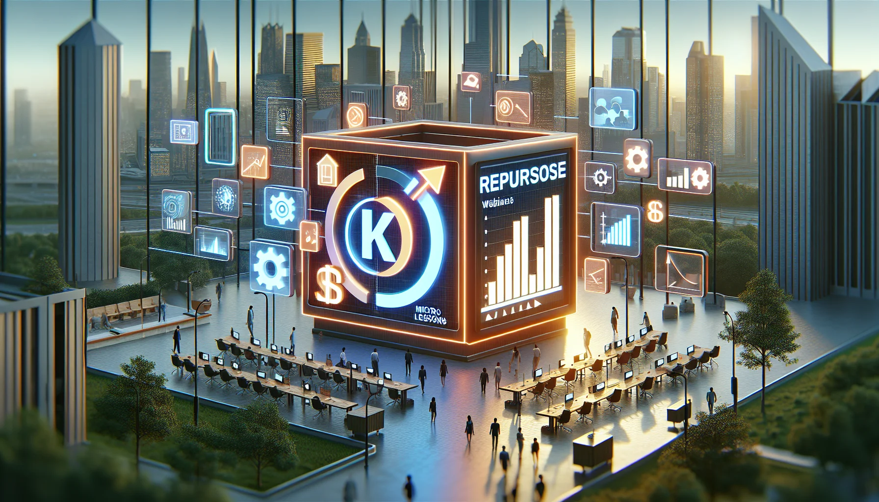 Team reviewing repurposing KPIs and webinar repurposing analytics dashboard