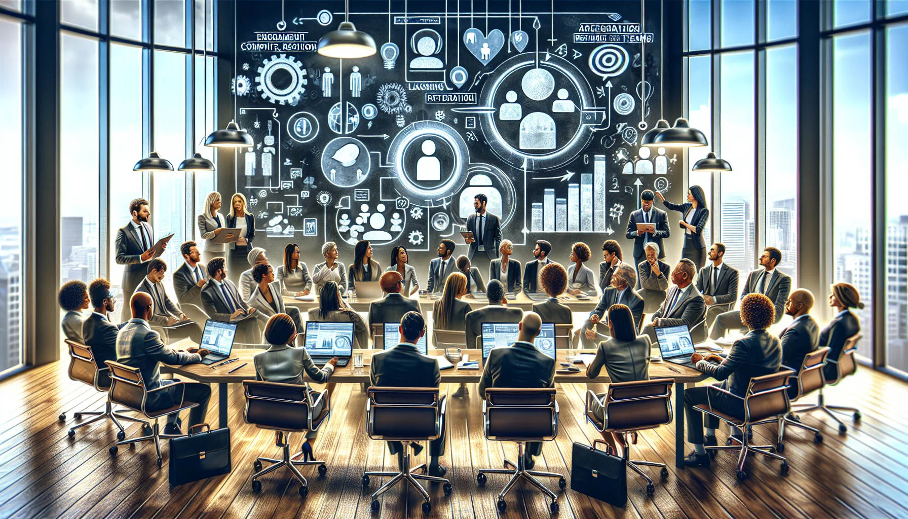 Remote team collaborating on laptop showing social LMS features
