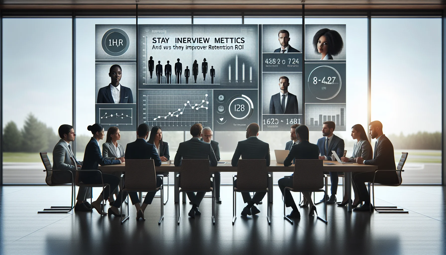 HR team dashboard showing stay interview metrics and retention KPIs