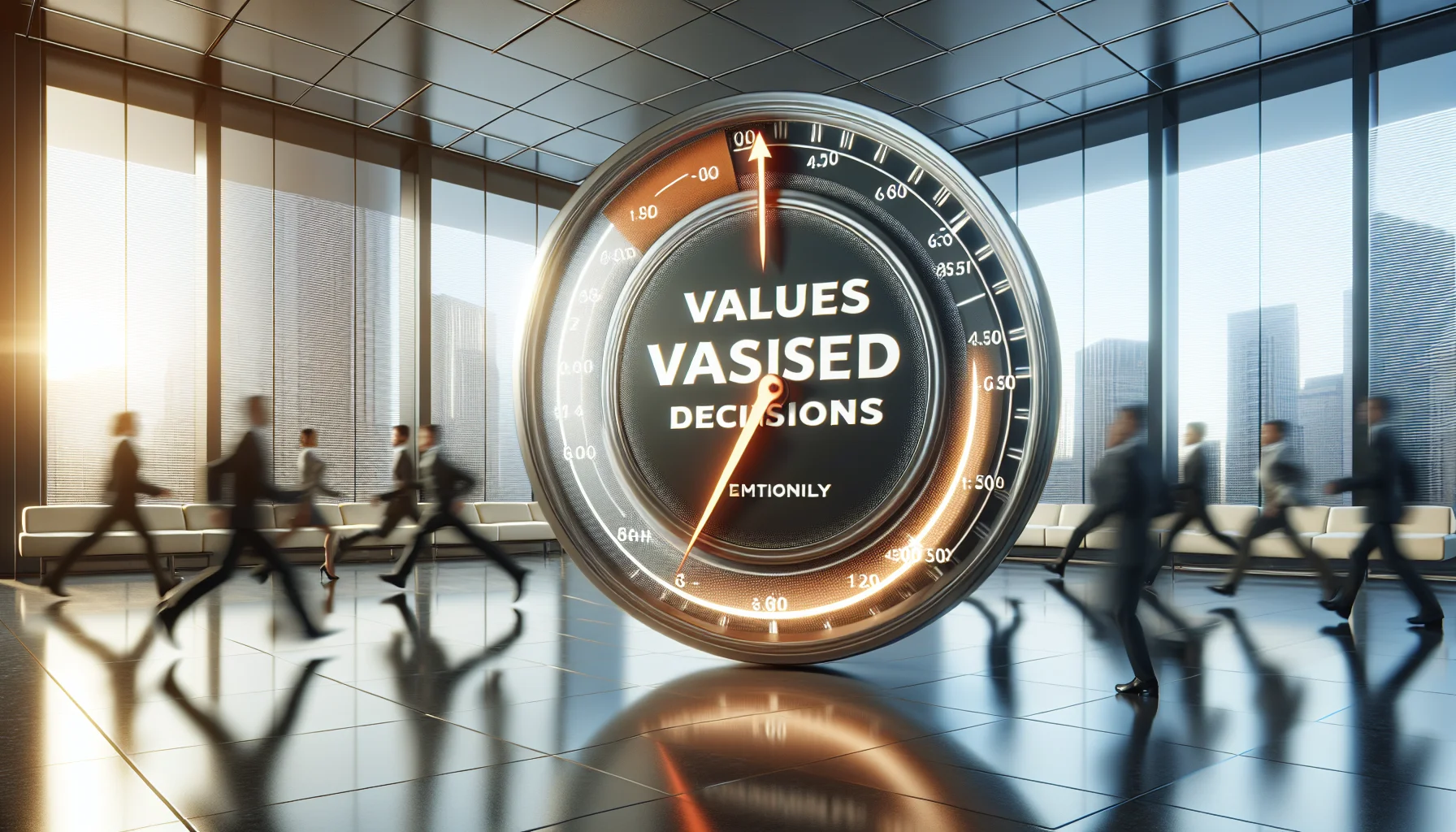 Leaders conducting values-based decisions workshop around table during rapid change
