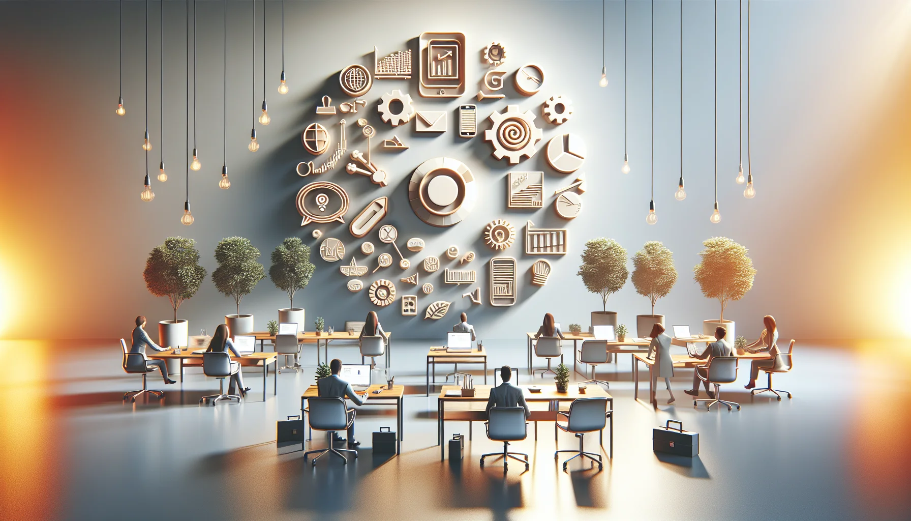 Team building a digital marketing strategy on whiteboard