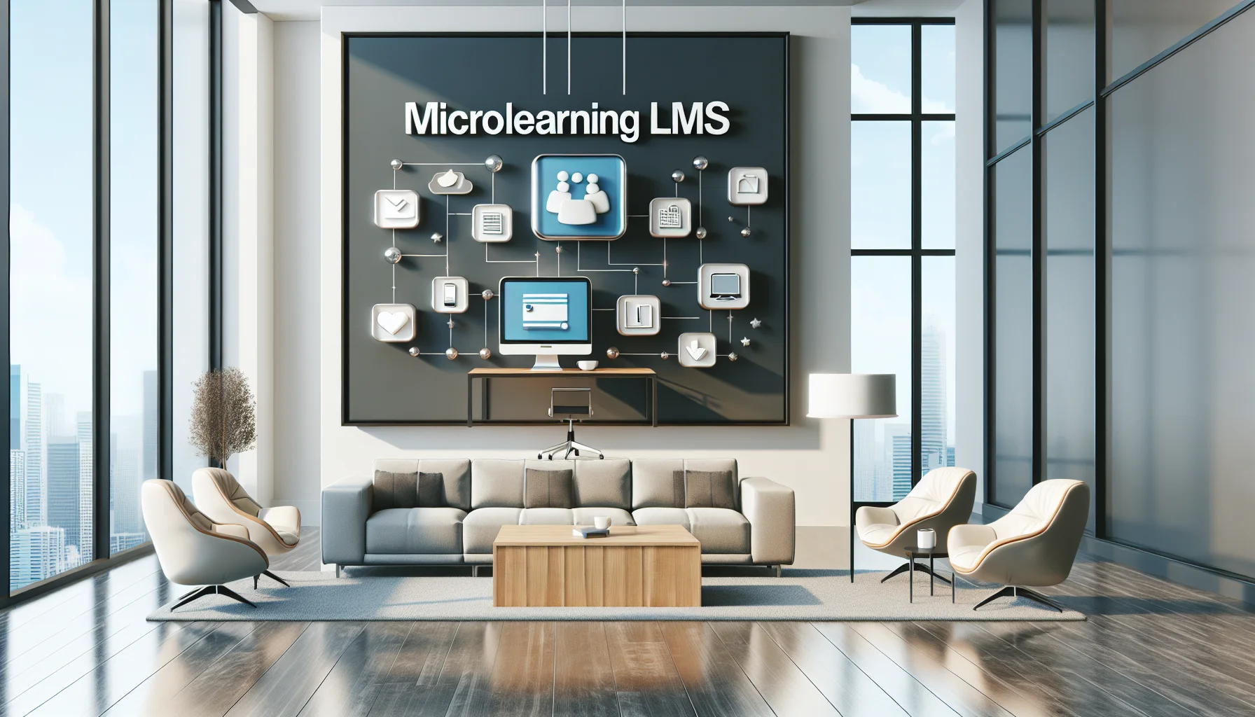 Team reviewing microlearning LMS analytics dashboard on tablet