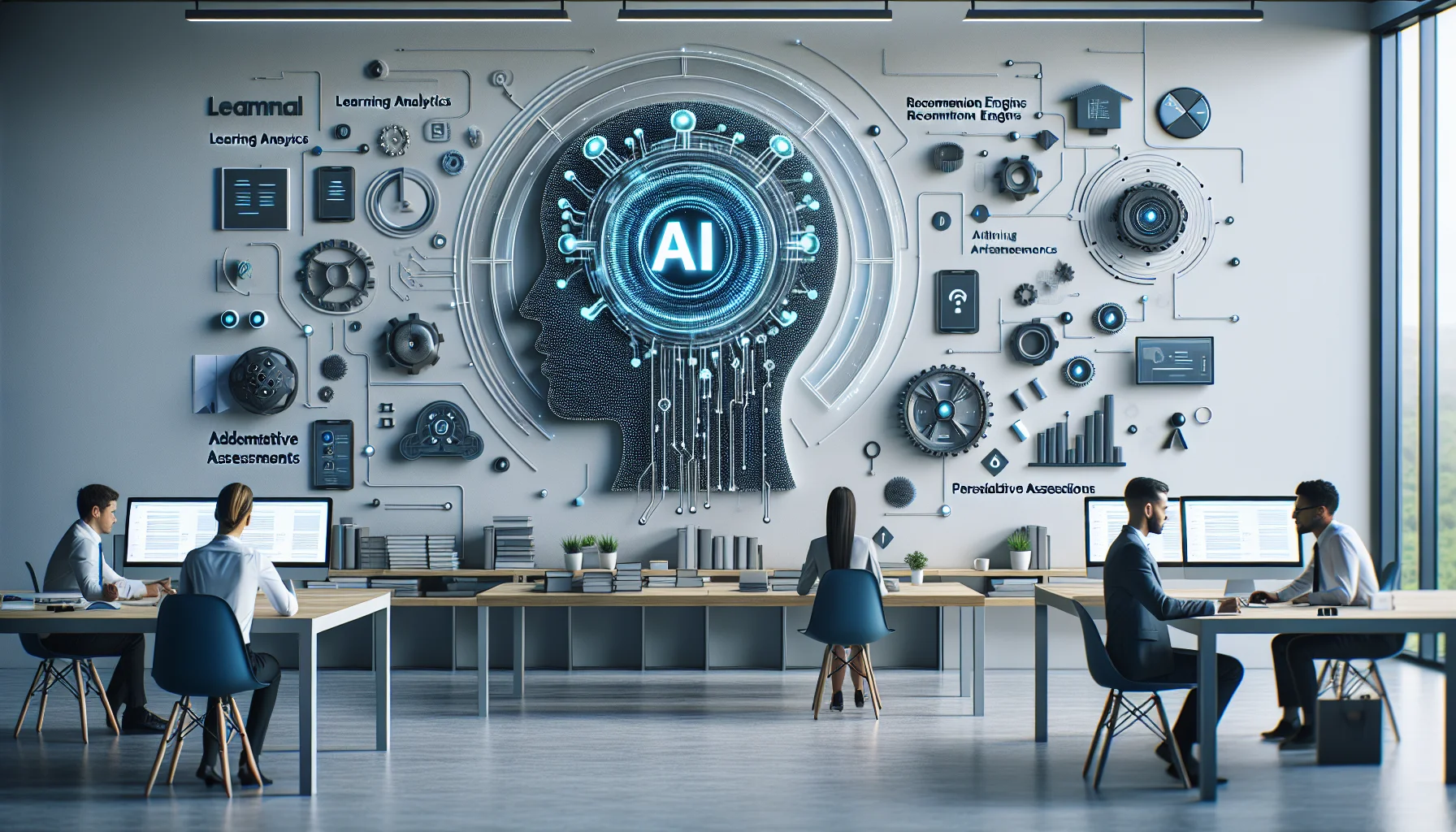 Team reviewing AI personalization vs rule-based LMS architecture diagram