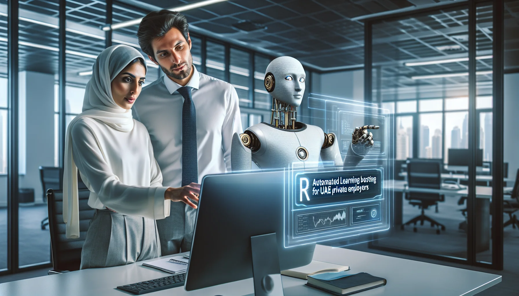 Executive reviewing Emiratization ROI dashboard on laptop screen