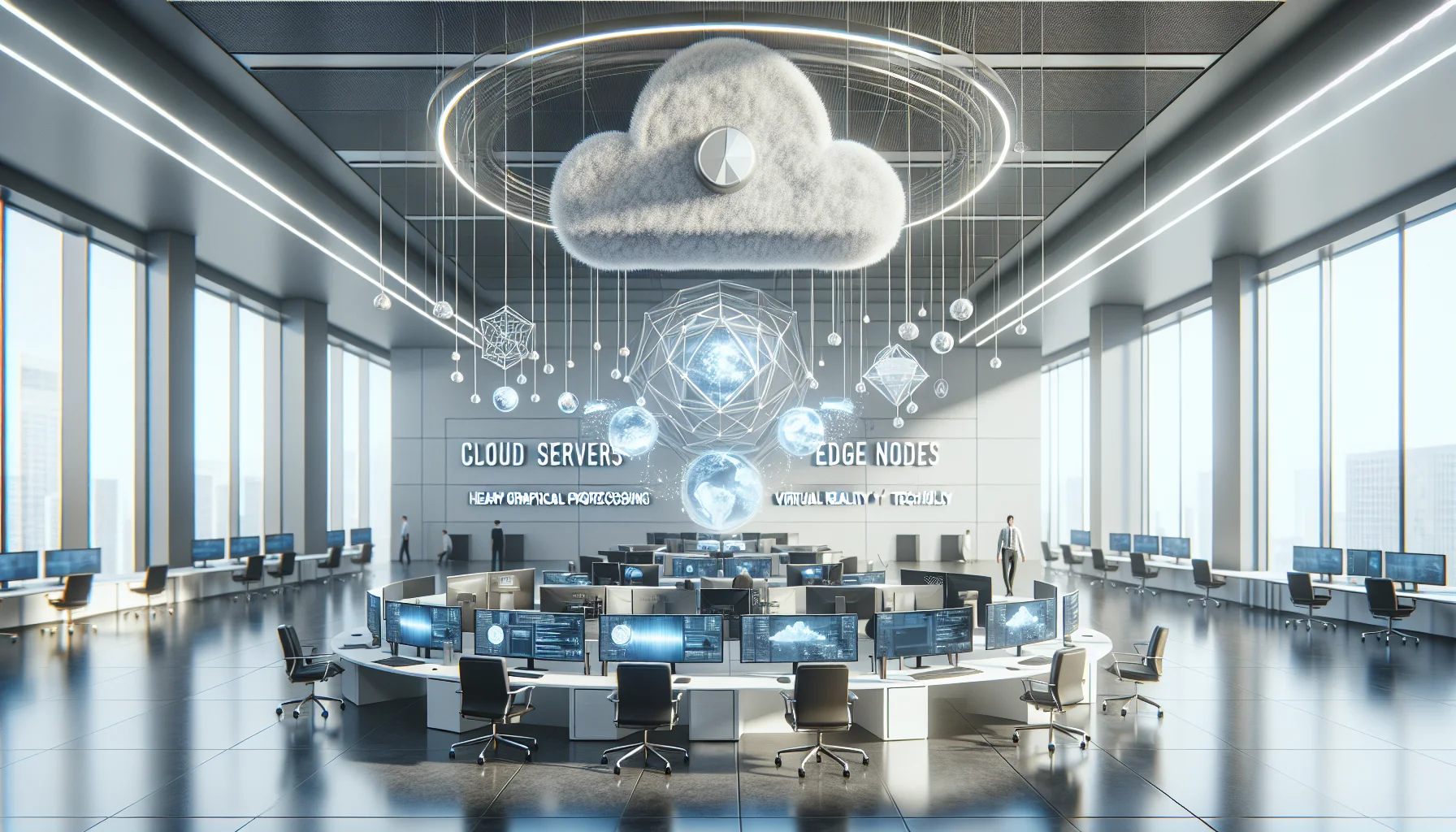 Team reviewing cloud rendering VR pilot metrics dashboard