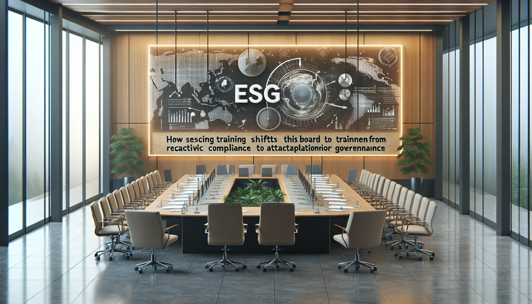 Executives in a boardroom reviewing ESG training for leaders materials