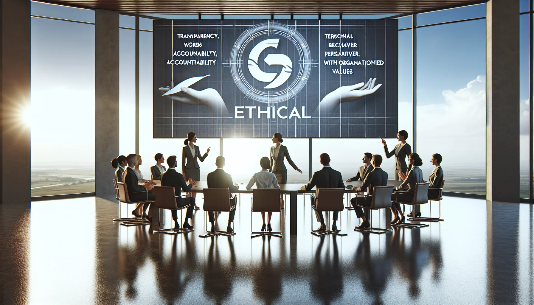 Leaders discussing ethical leadership and values-driven culture roadmap