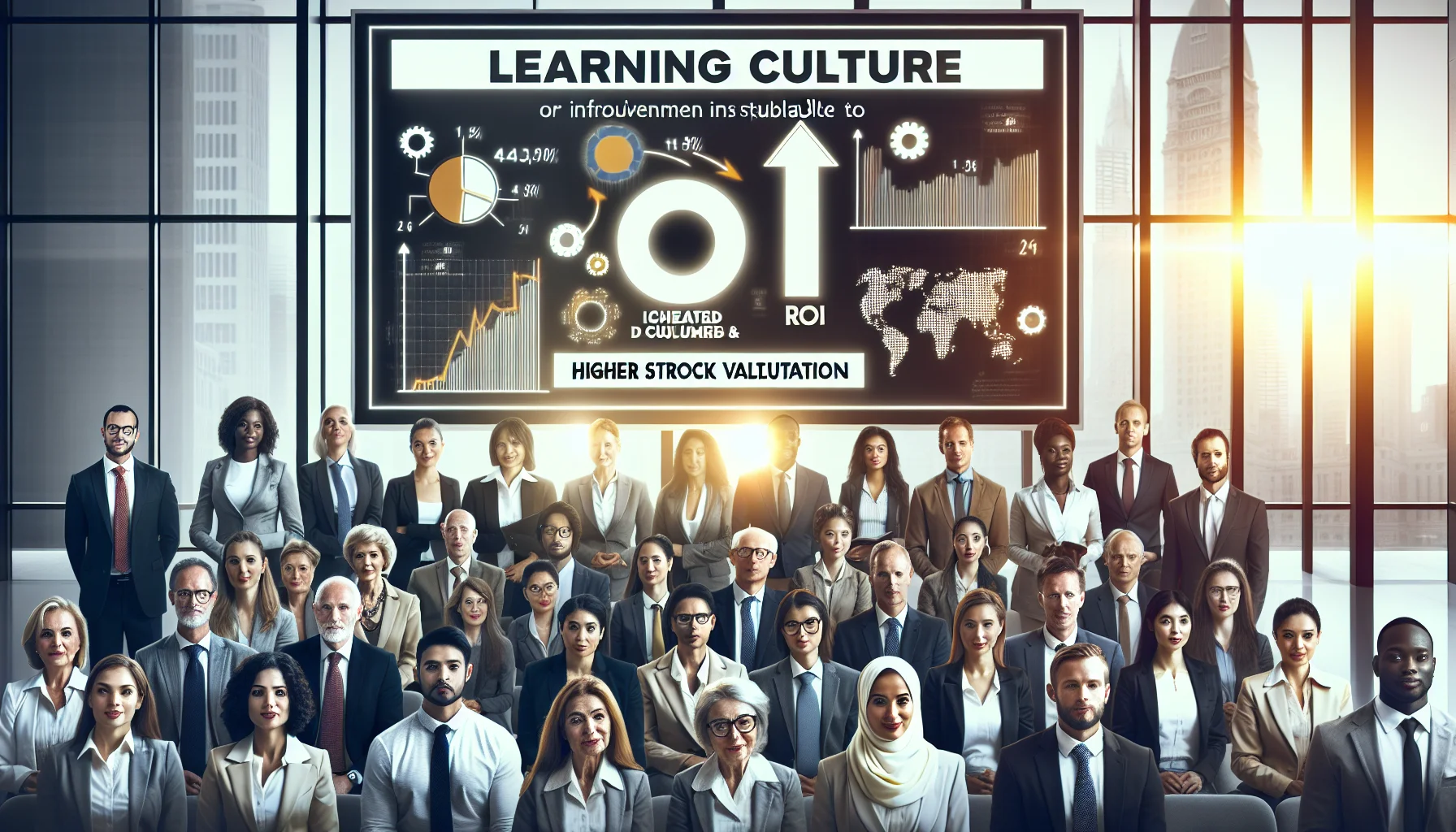 Board reviewing learning culture ROI dashboard and metrics