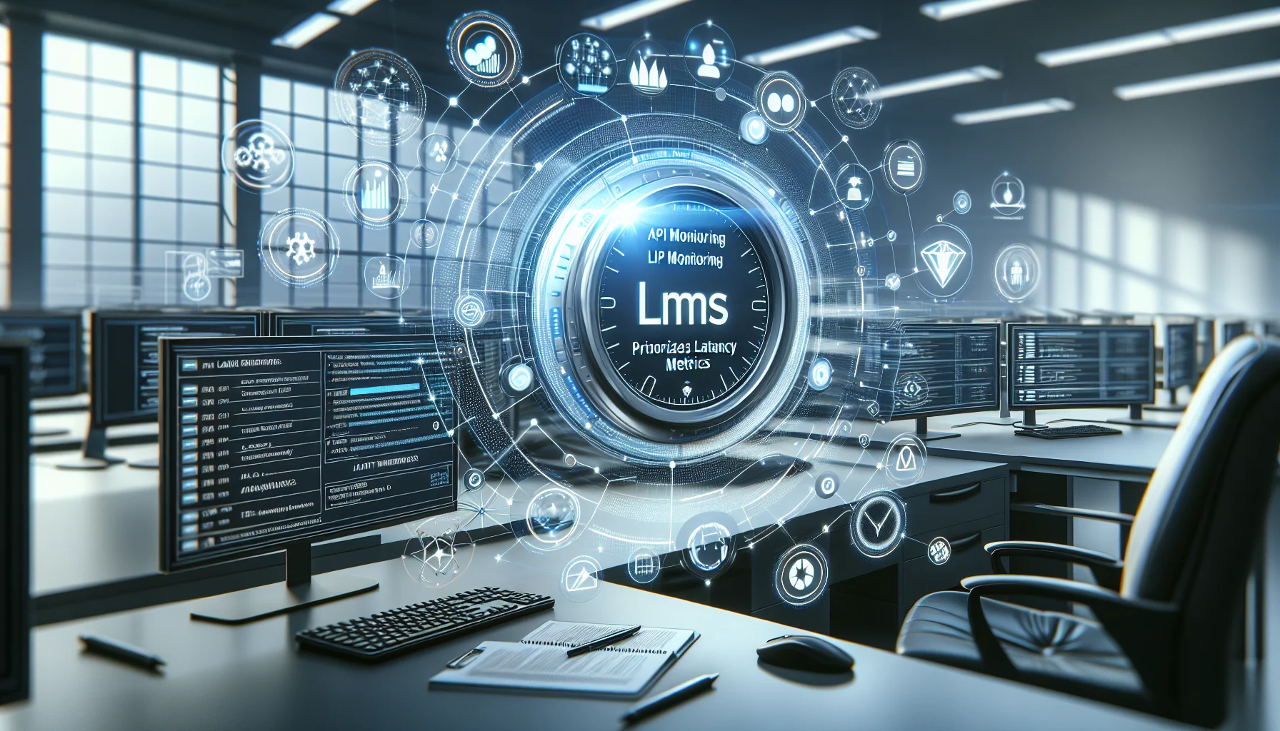 Engineers reviewing LMS API monitoring dashboards and latency graphs