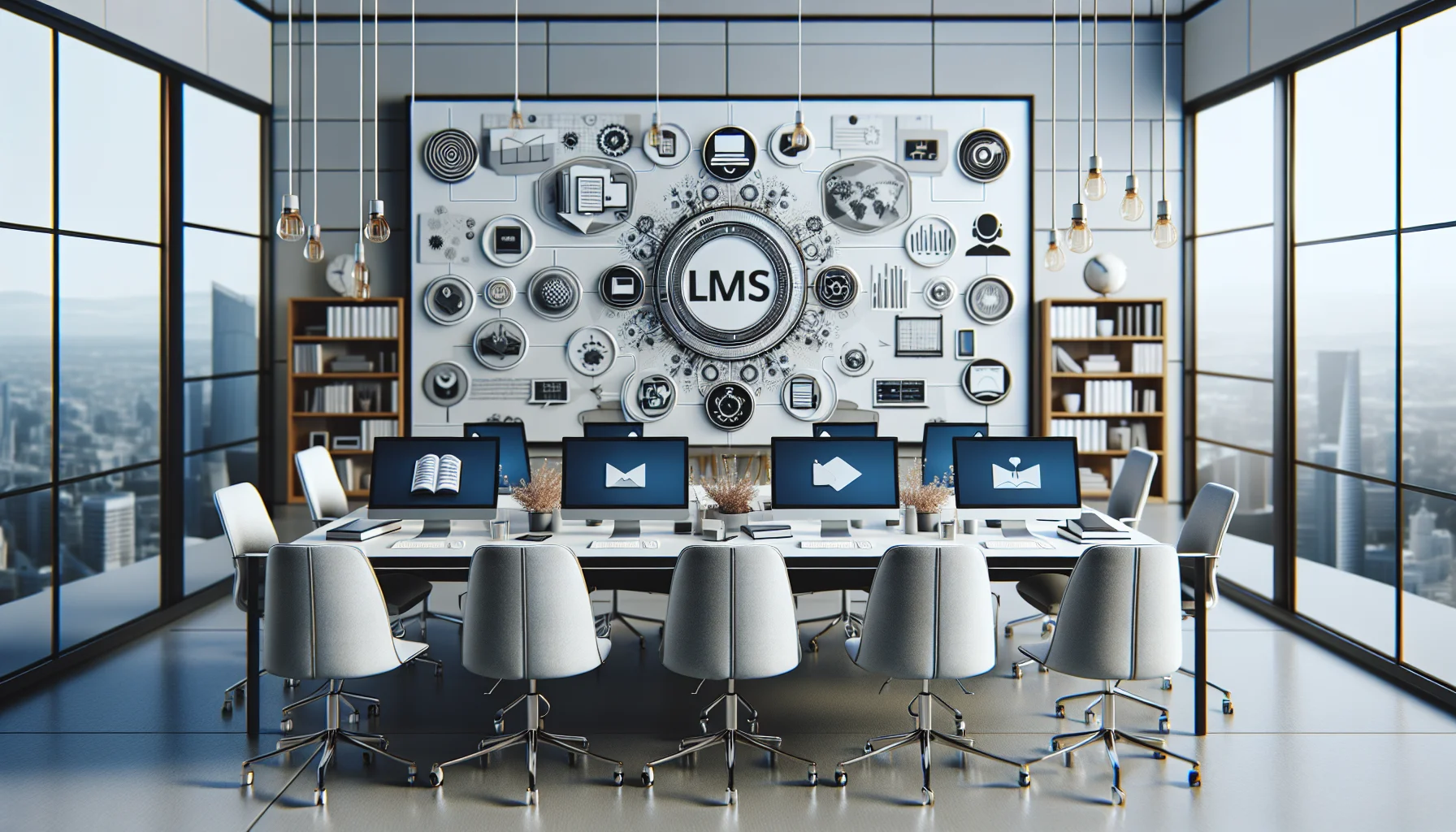 Designer reviewing LMS course design multimedia and assessments