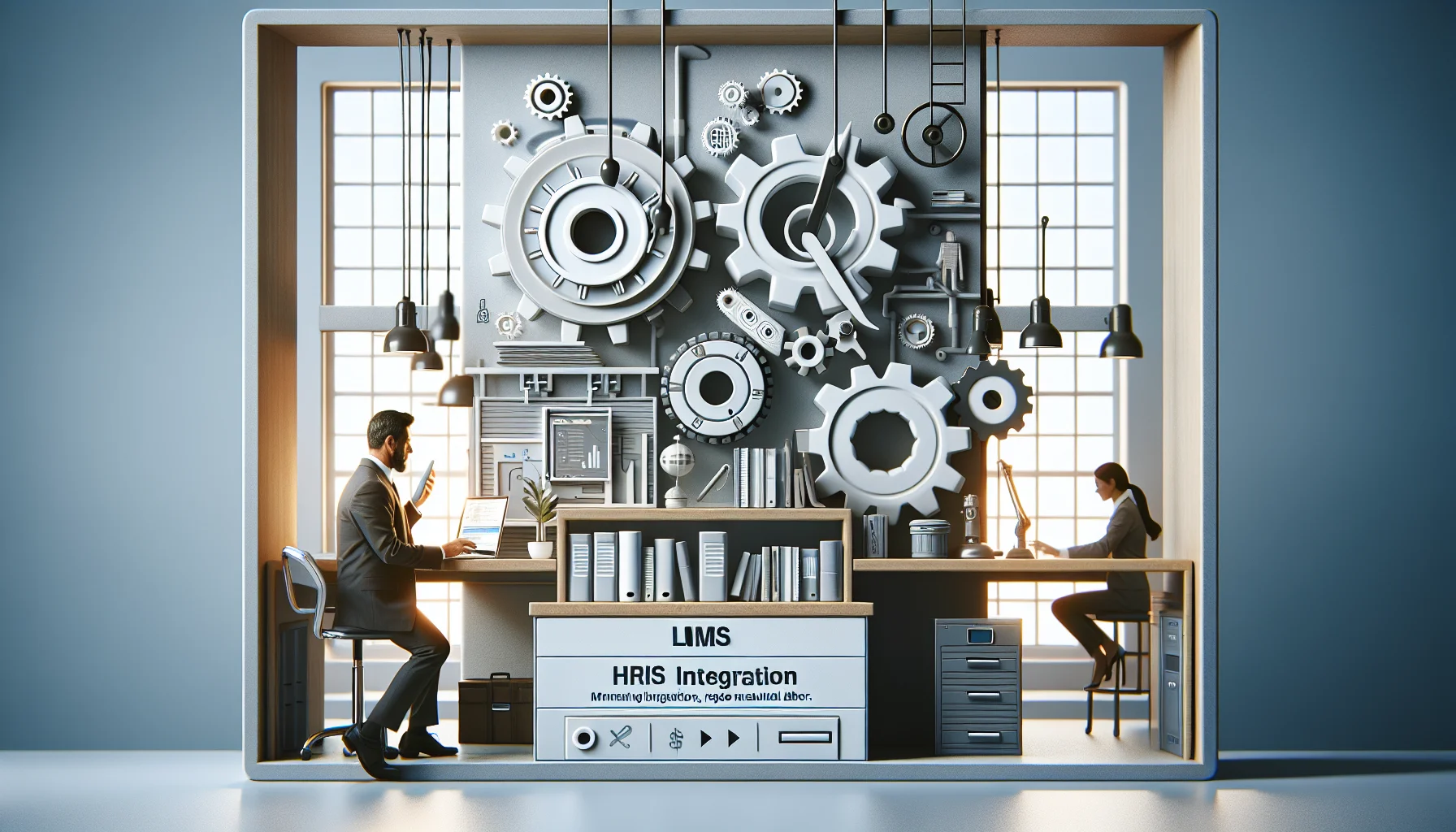 Team planning LMS HRIS integration and SSO architecture on screen