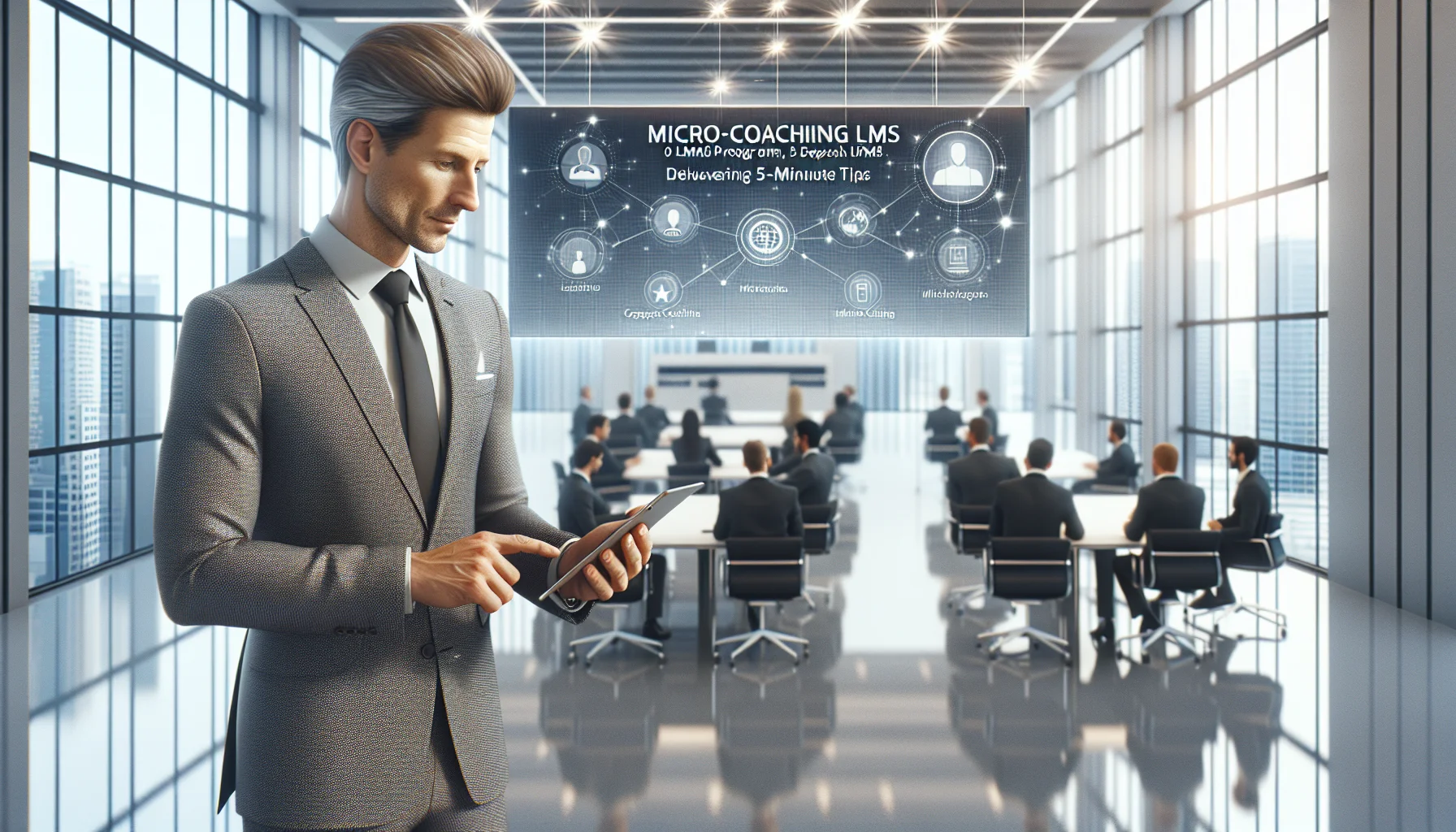 Manager receiving micro-coaching LMS push notification on phone