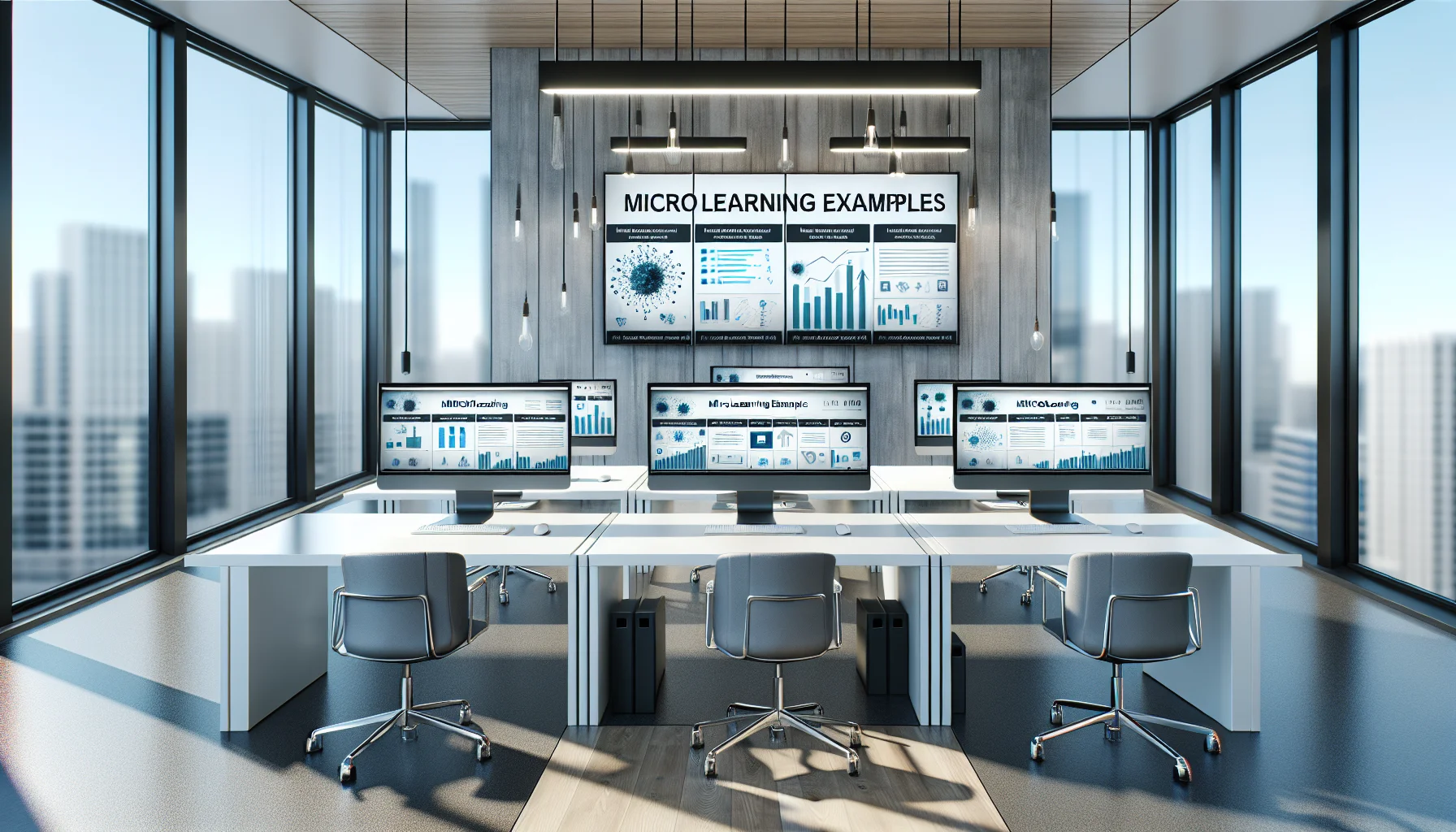 Team reviewing microlearning in LMS analytics dashboard and modules