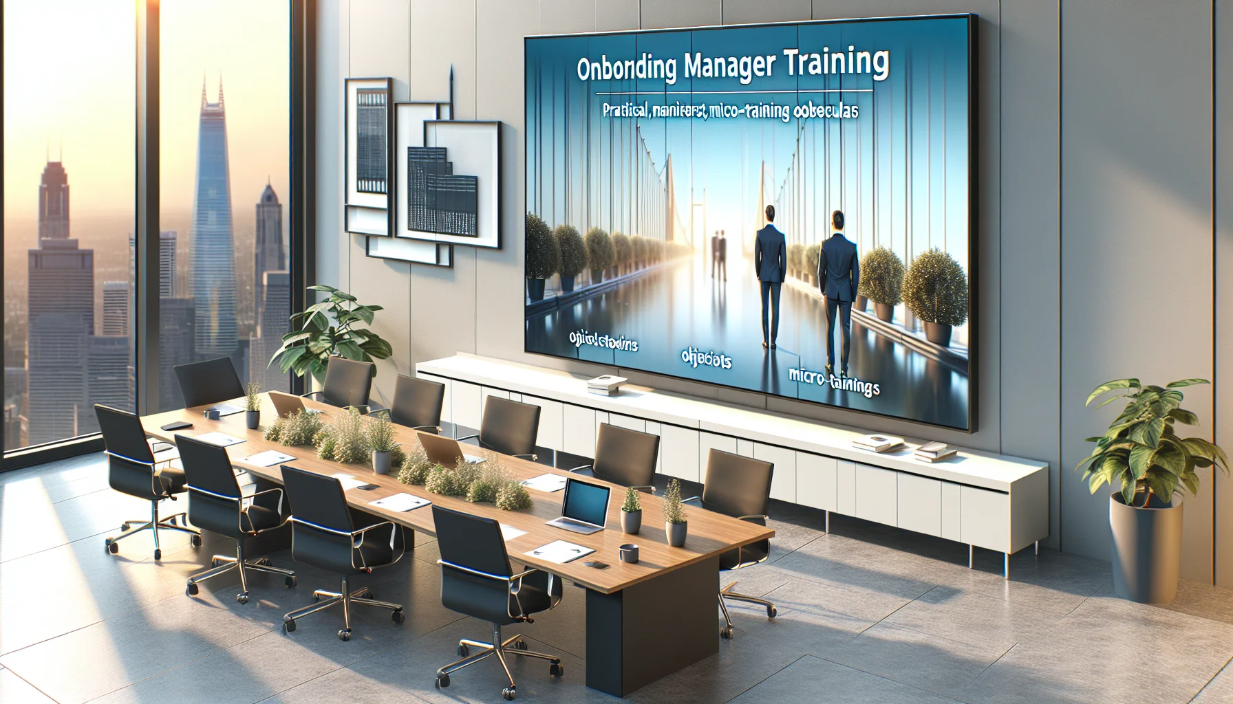 Managers reviewing onboarding manager training checklist on laptop