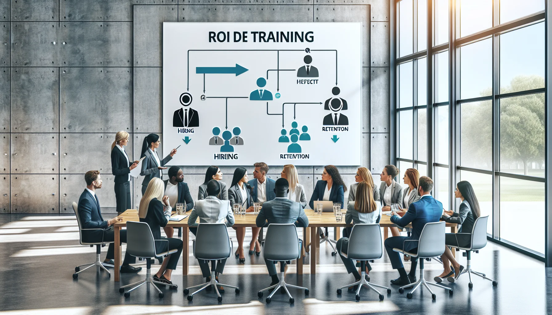 HR team reviewing ROI DEI training hiring metrics dashboard