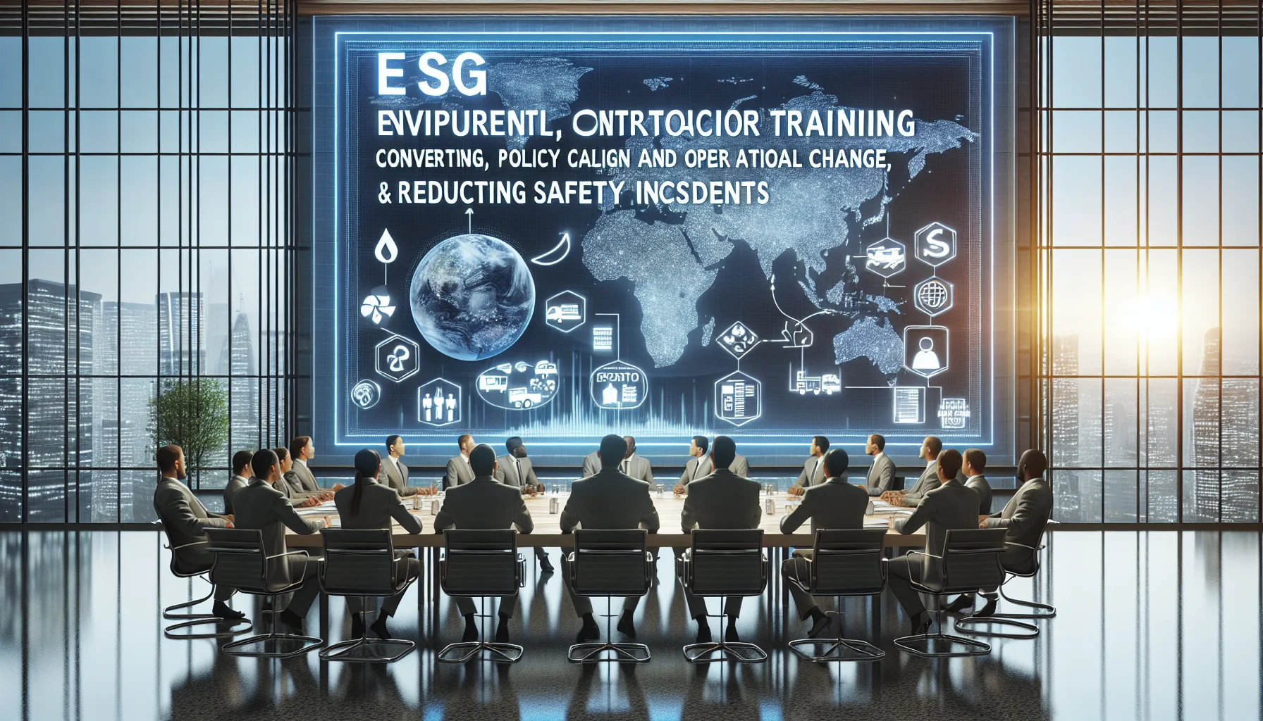 Procurement team reviewing supplier ESG training dashboard and certificates