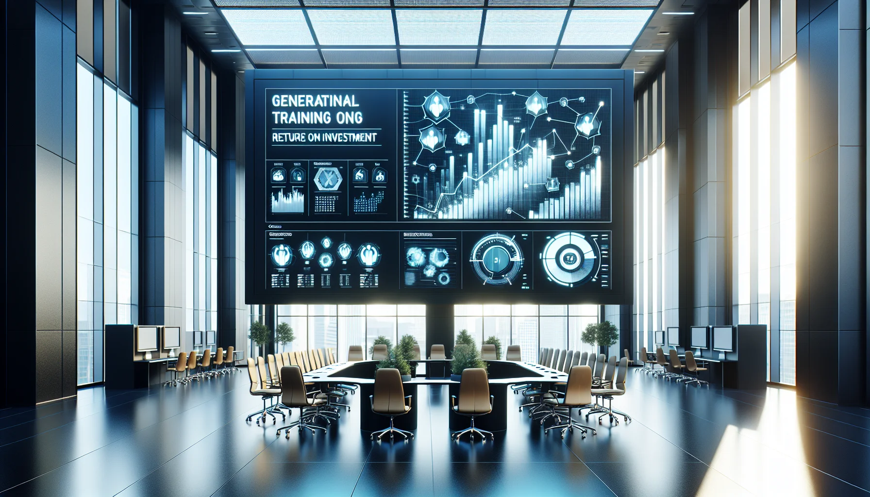 Analysts reviewing training ROI generational cohort dashboard on laptop