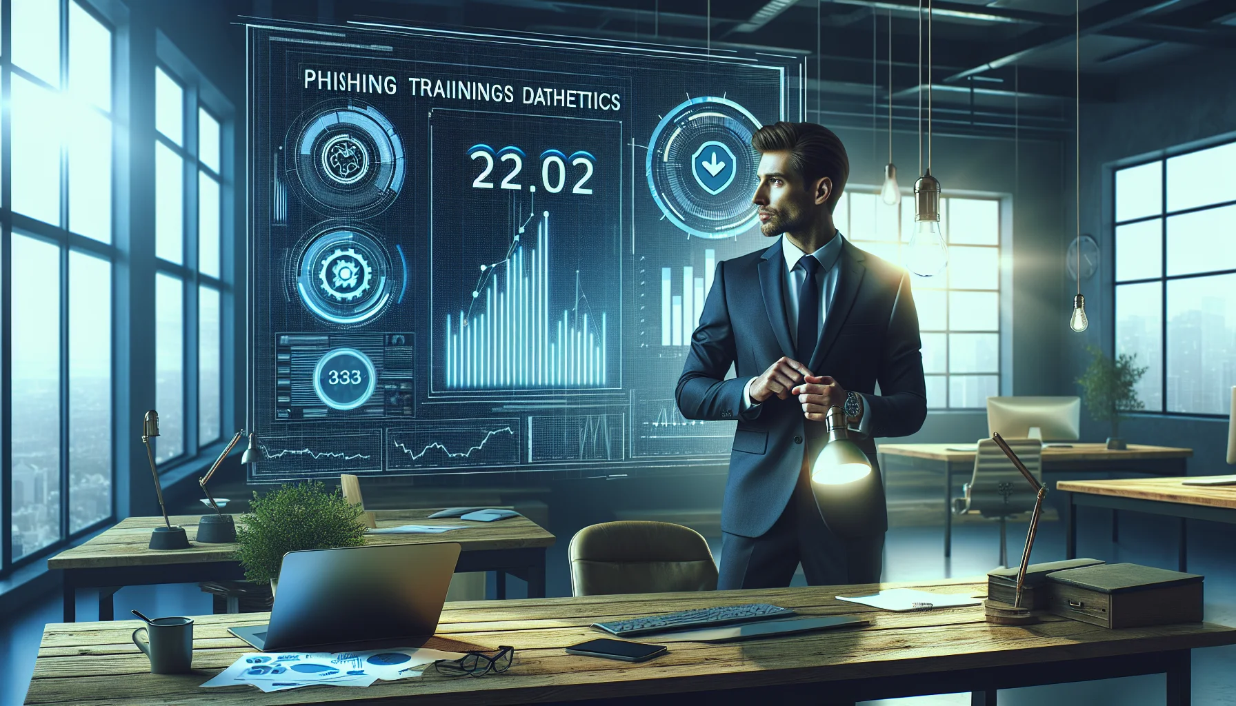 Phishing training metrics dashboard showing KPIs, trends and cohorts