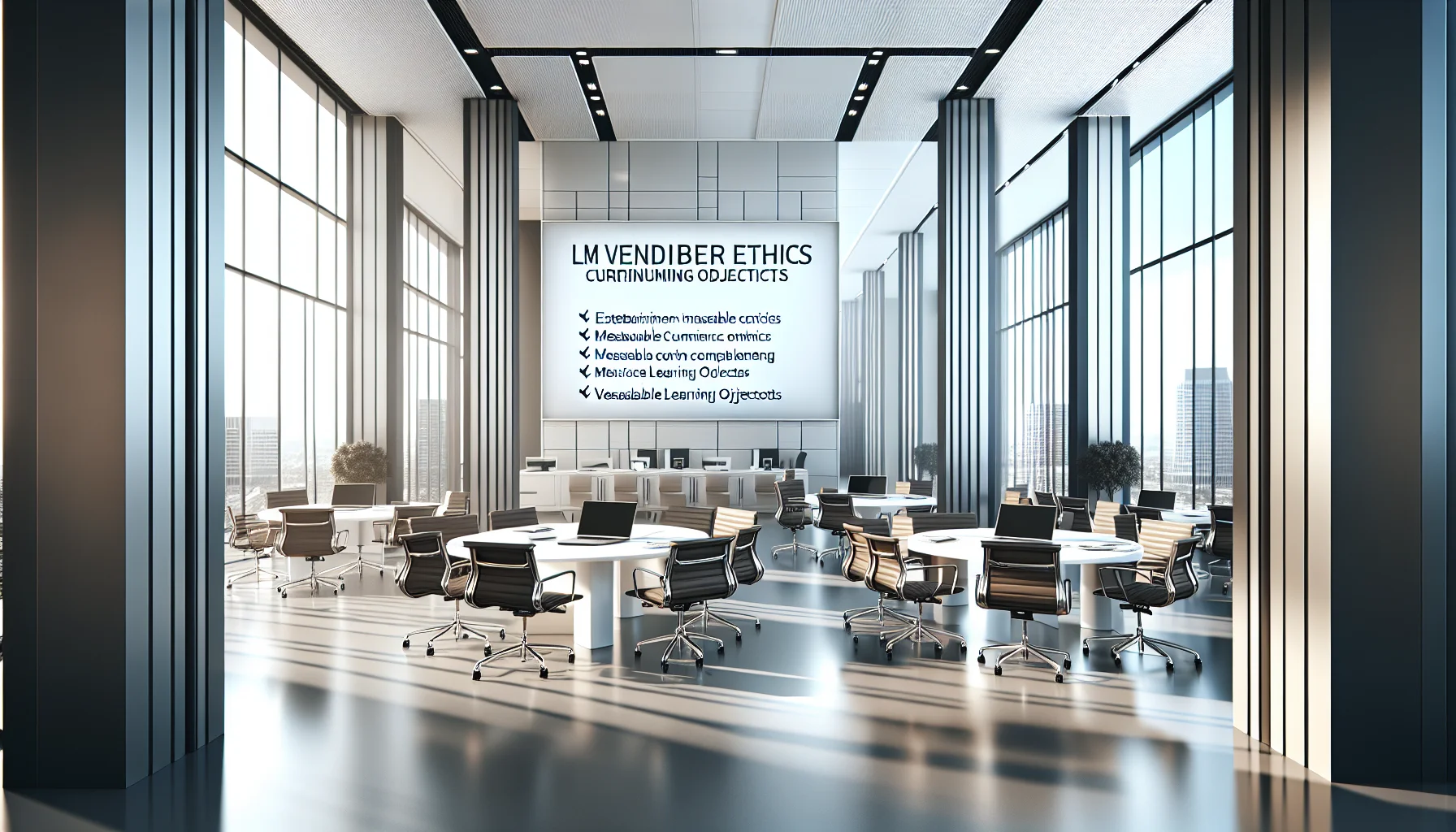 Vendor ethics curriculum overview on laptop with LMS dashboard