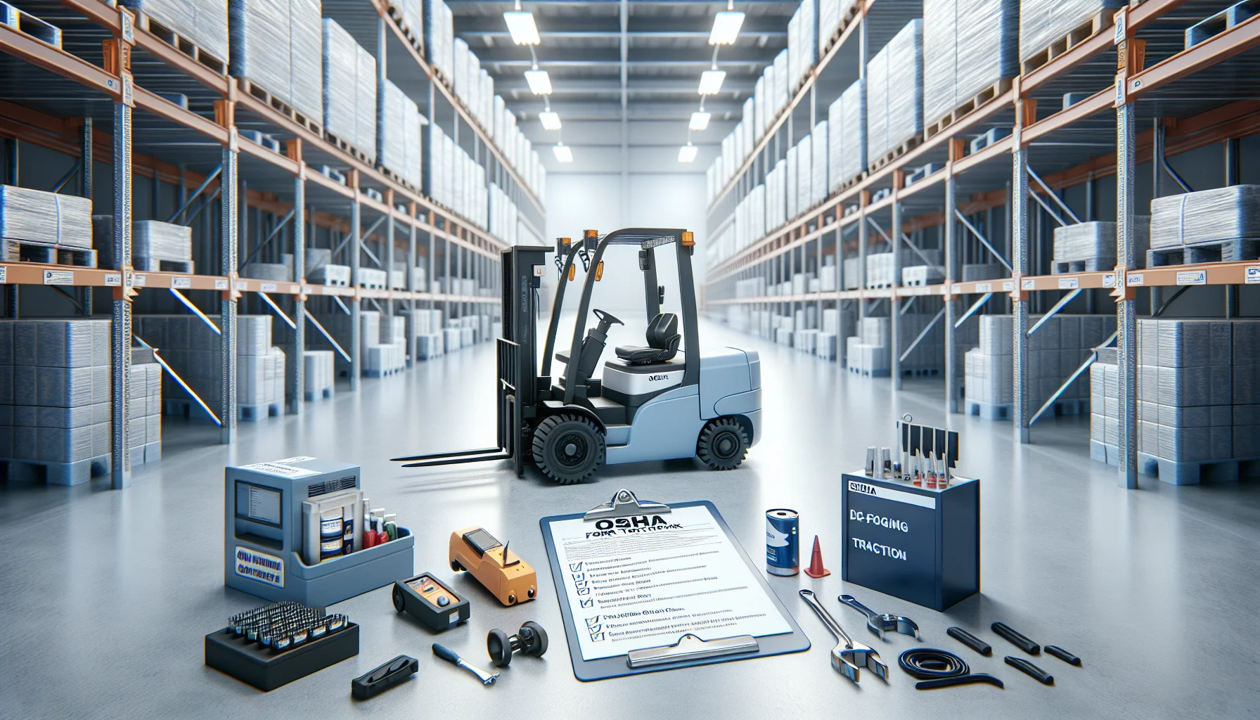 Forklift operator completing OSHA forklift checklist cold storage