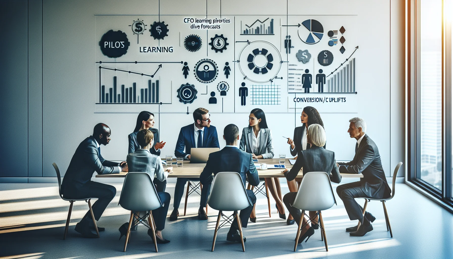 Dashboard showing CFO learning priorities and forecast impact