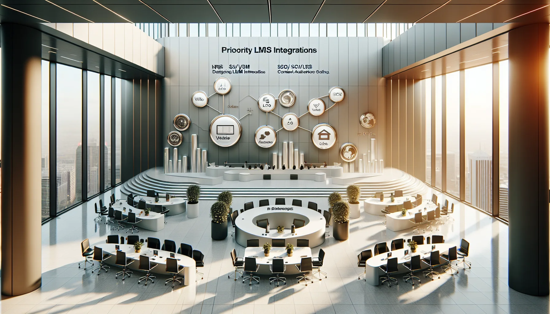 Architect reviewing LMS HR integration APIs architecture diagram on screen