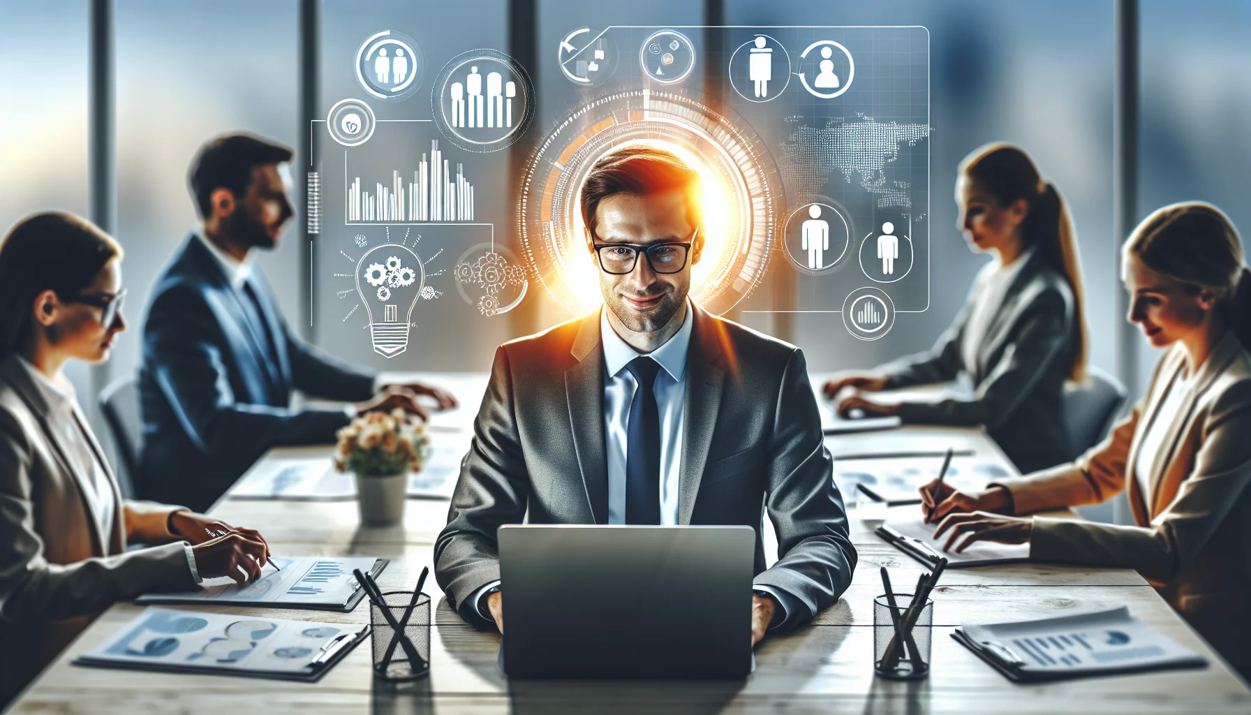Executives reviewing turnover risk metrics and EIS dashboard