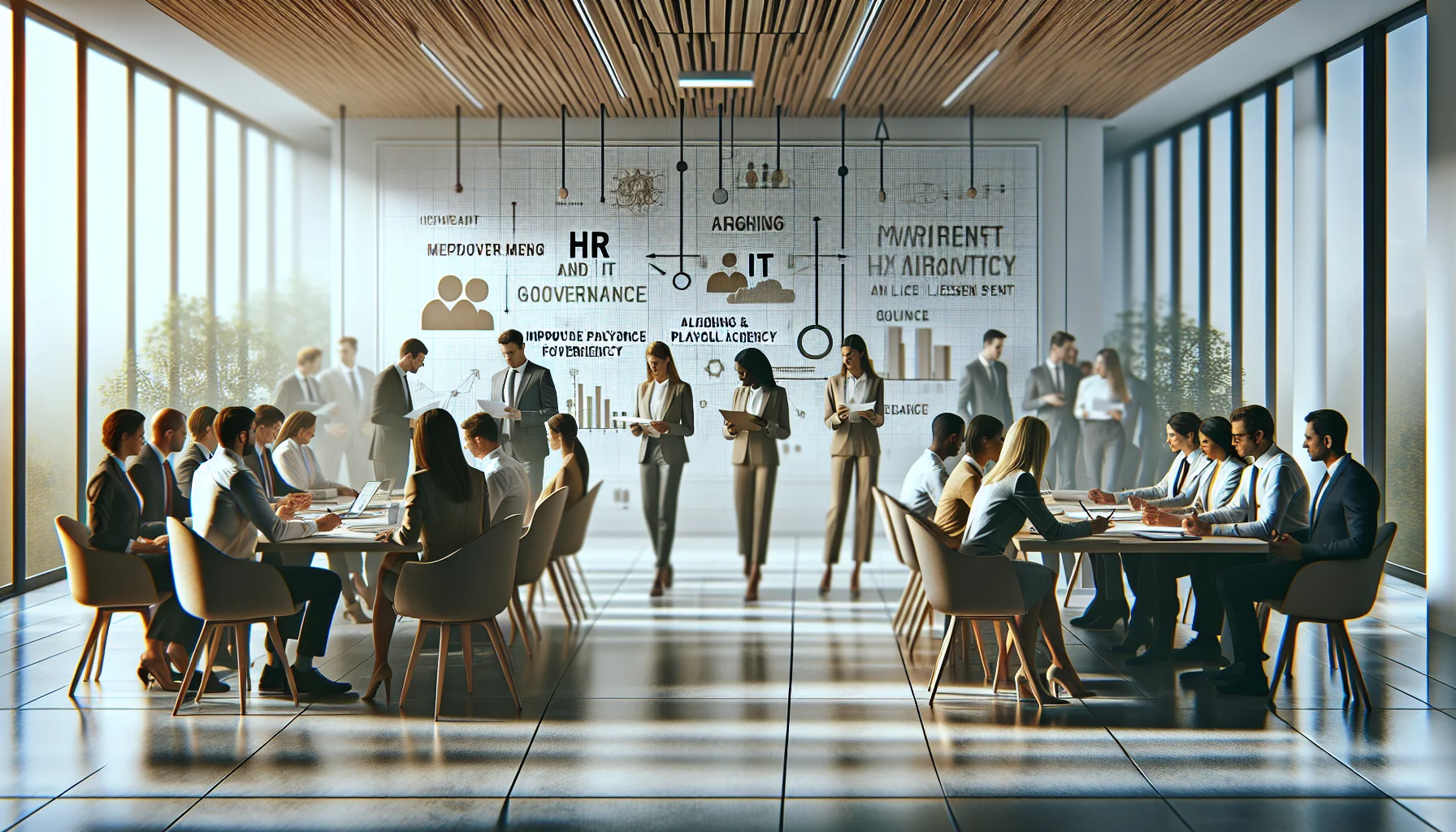 HR leaders reviewing HR-IT merger roadmap on laptop