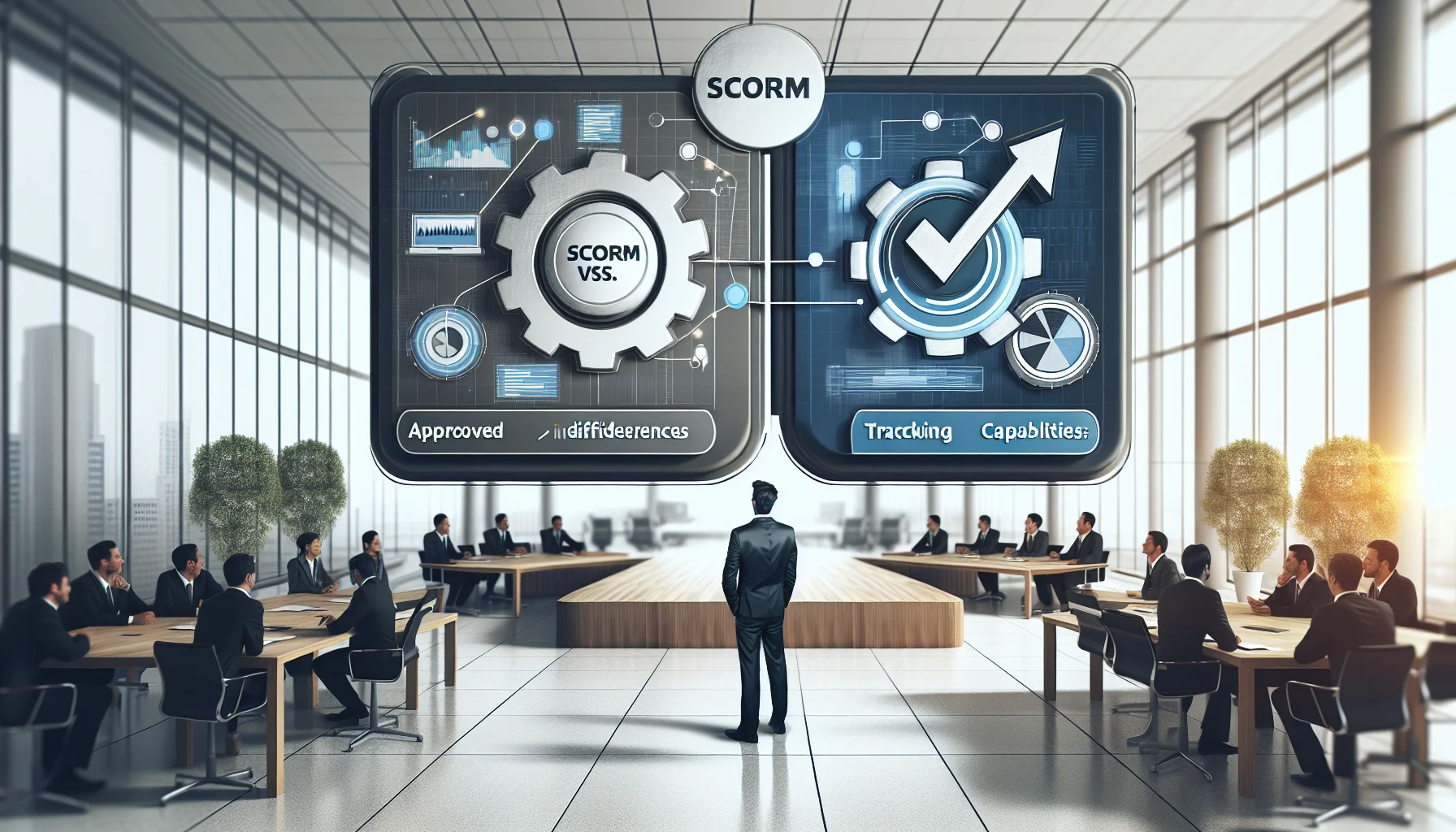 Diagram comparing SCORM vs xAPI features for LMS interoperability
