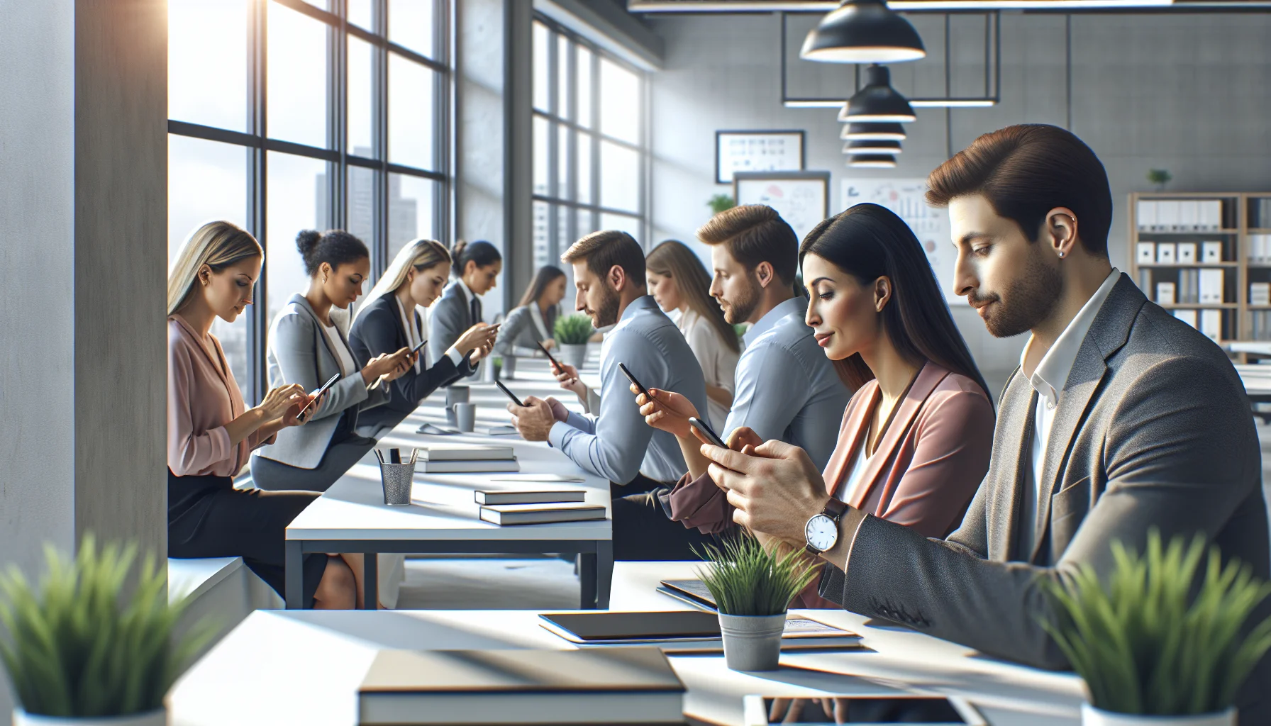 Young professionals using smartphone for mobile learning Gen Z insights
