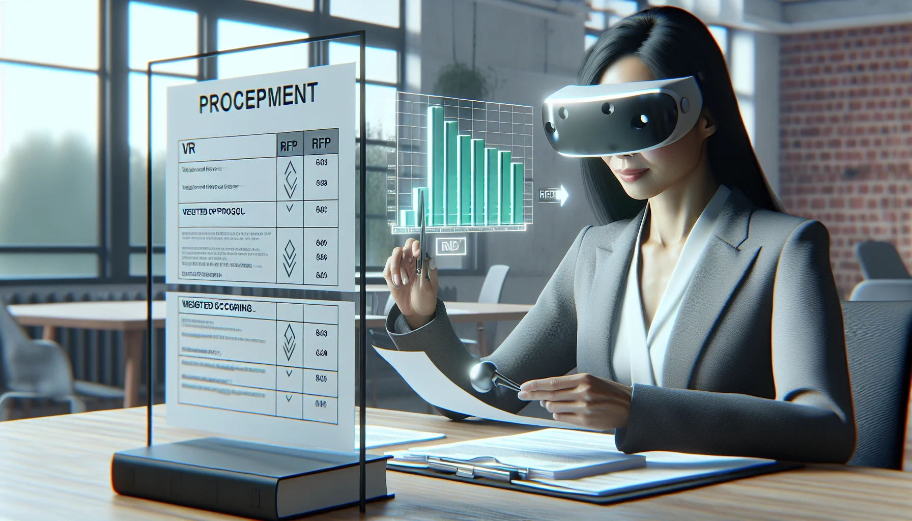 Procurement team reviewing RFP to evaluate VR vendors