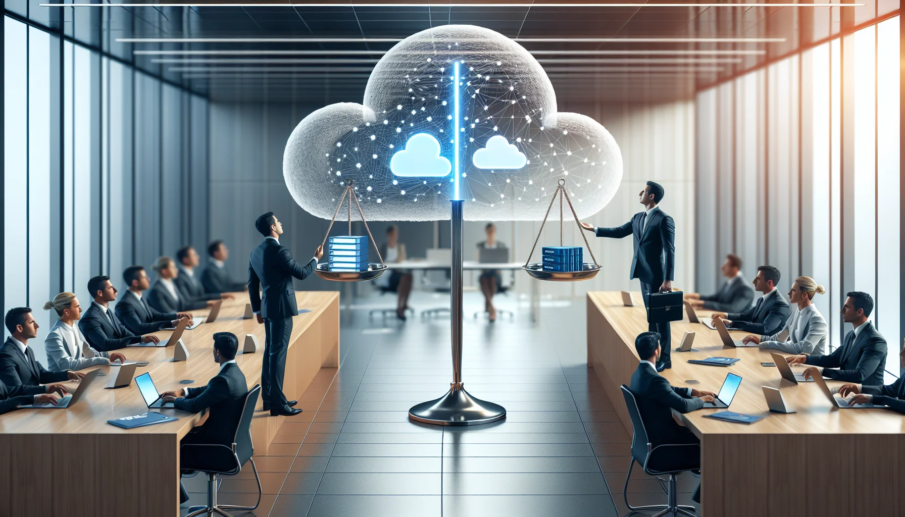 Engineers comparing AI workloads cloud vs on-premise architecture diagram