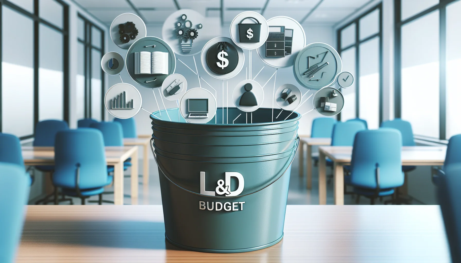 Team reviewing L&D budget multigenerational allocations on screen