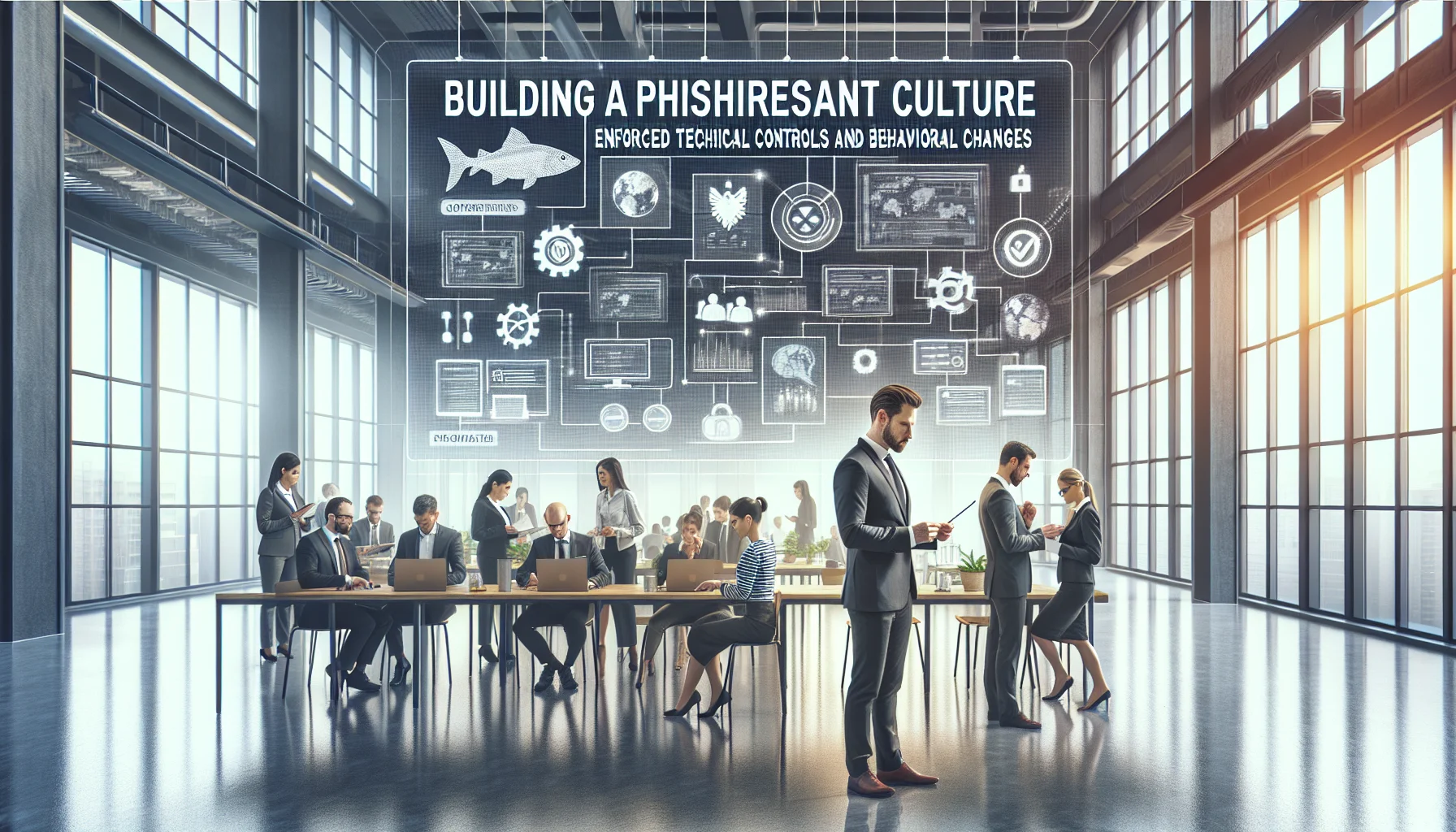 Hybrid team reviewing security checklist for a phishing-resistant culture