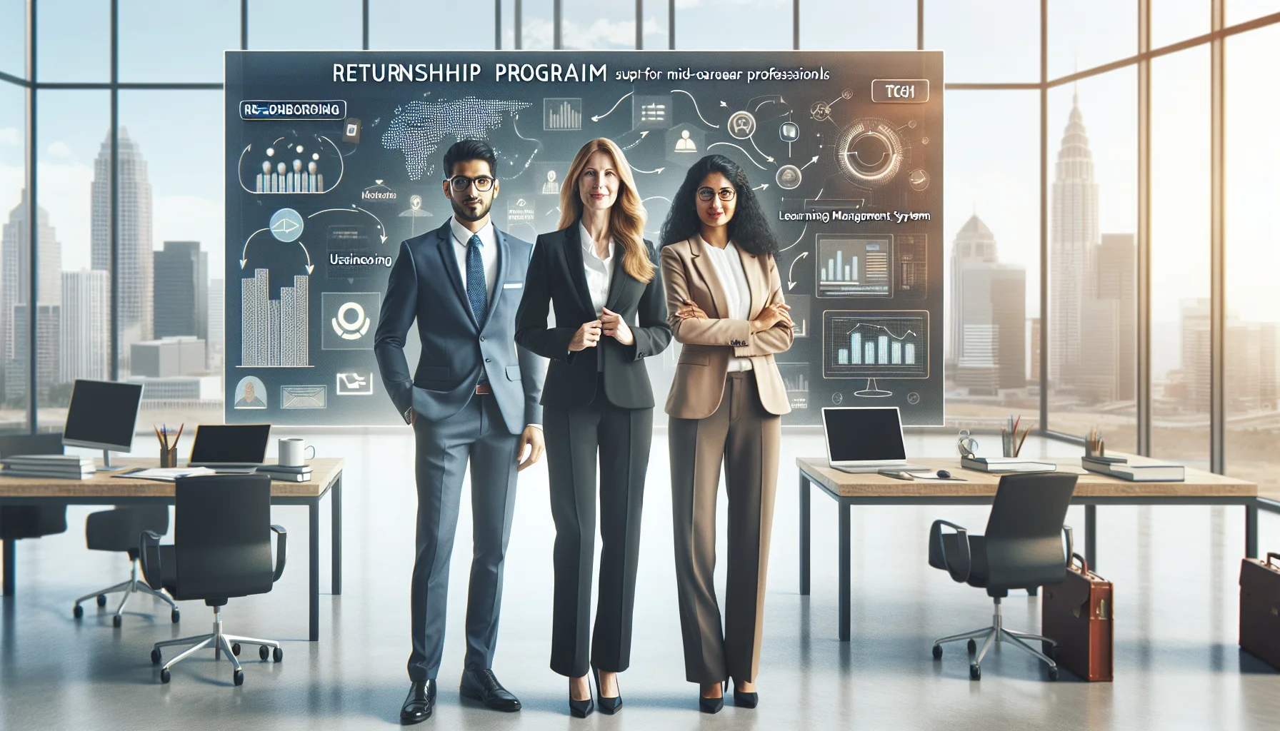 Returnship case study infographic showing 40% faster productivity