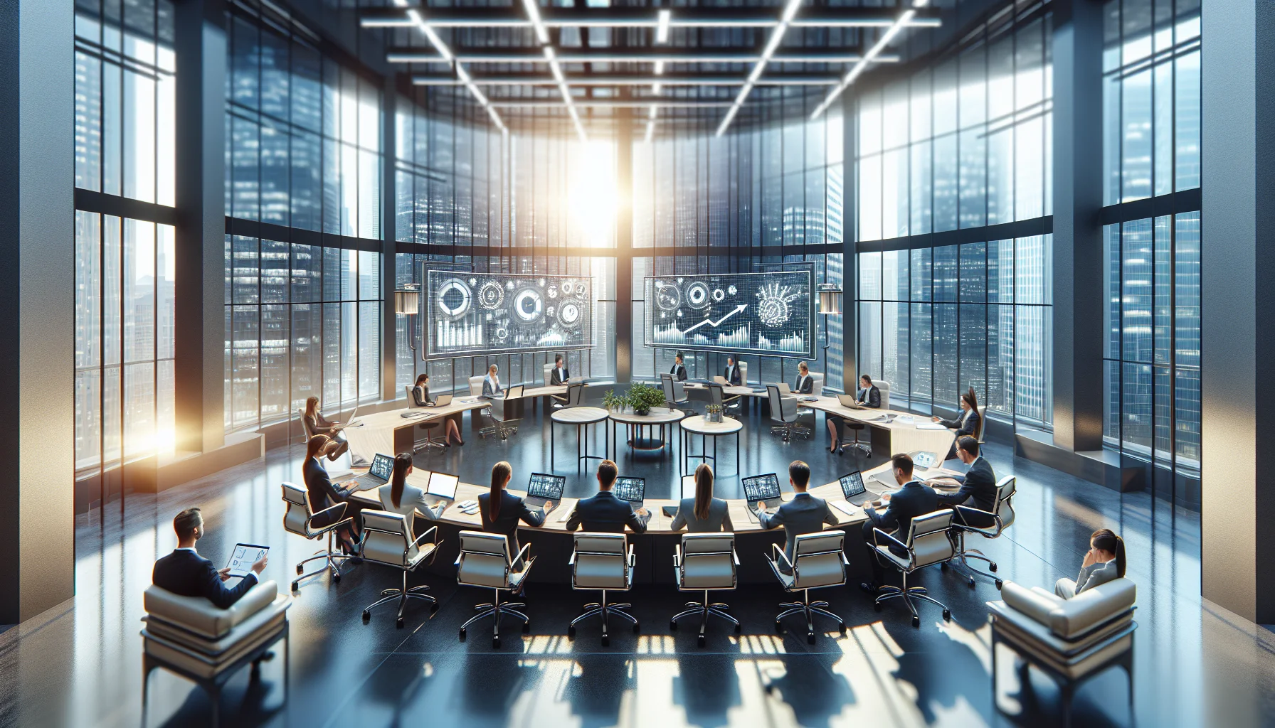 Executives comparing in-house vs outsourced training on whiteboard
