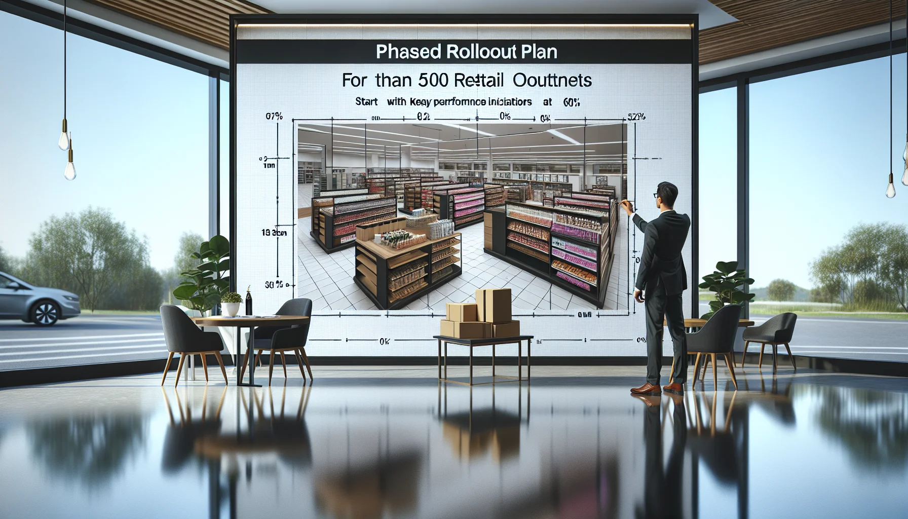 Team planning phased rollout plan for retail portals implementation