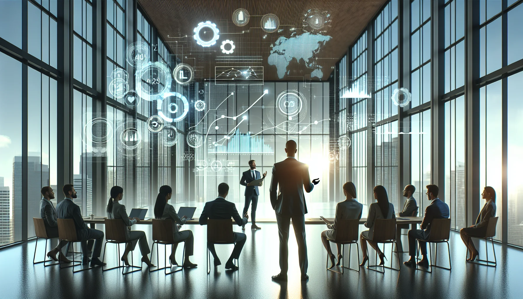 CFO reviewing micro-course ROI model and spreadsheet visuals