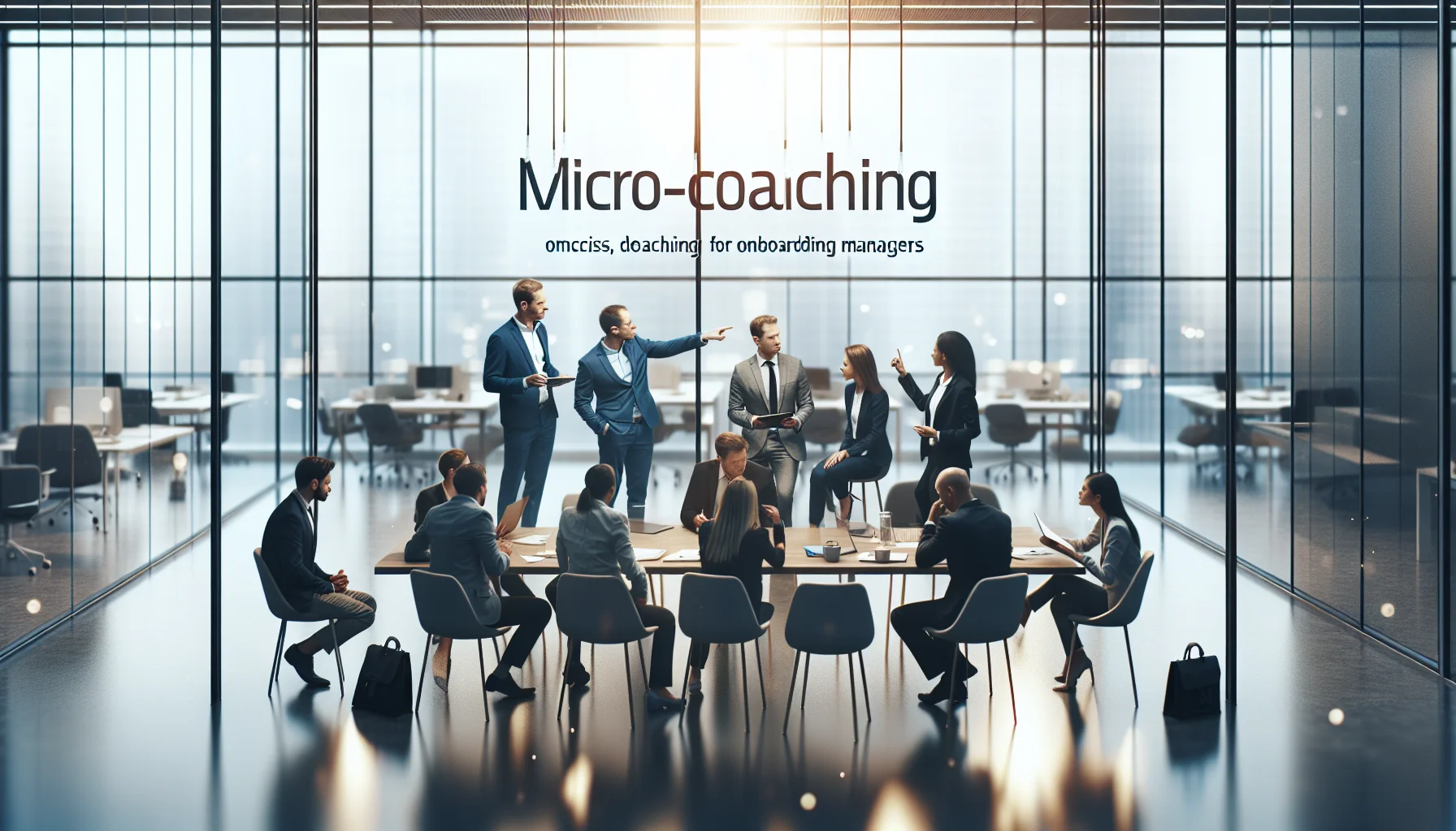 Manager onboarding micro-coaching checklist on laptop screen during kickoff session