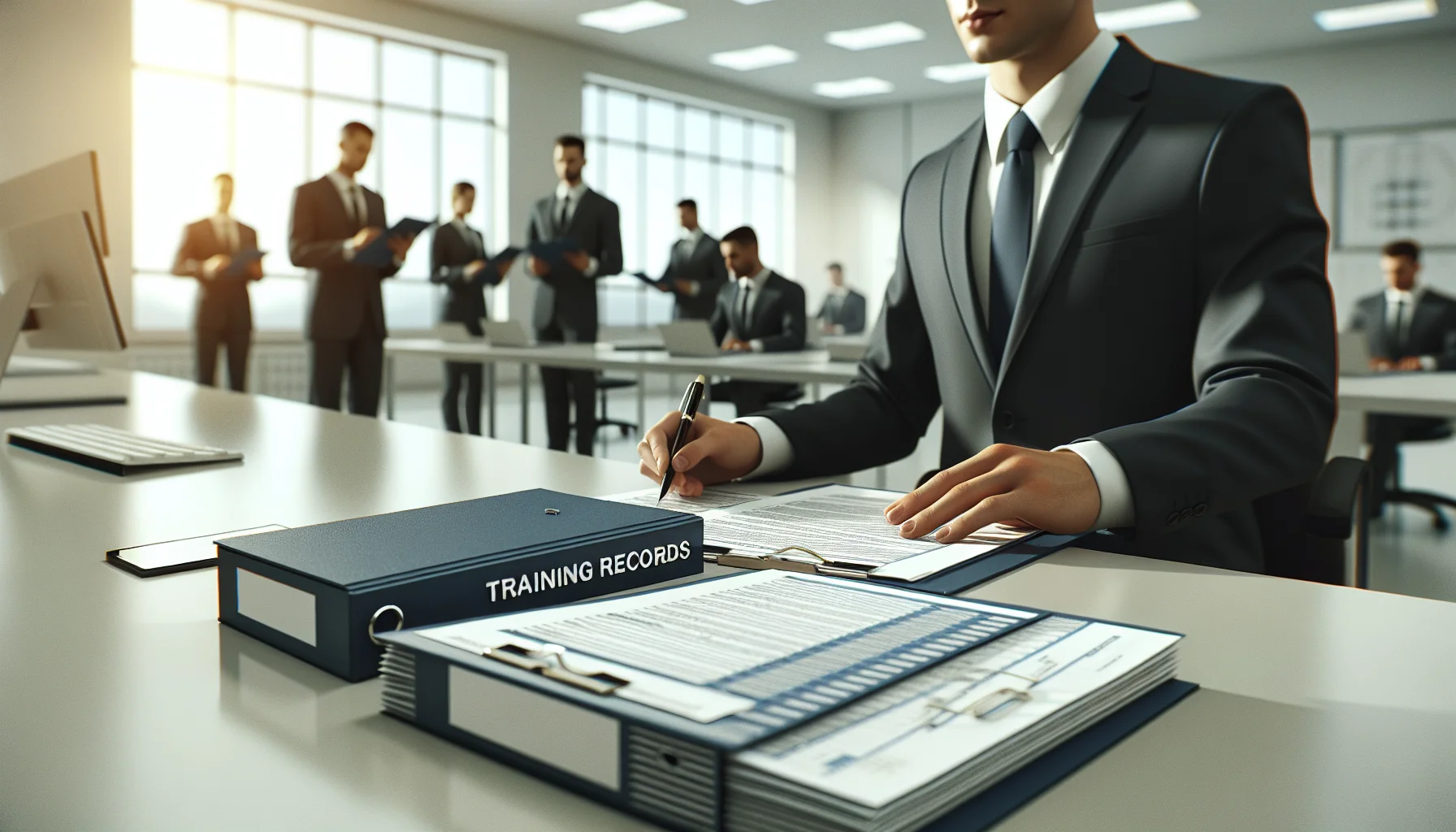 Compliance team organizing training records spot-check audit pack