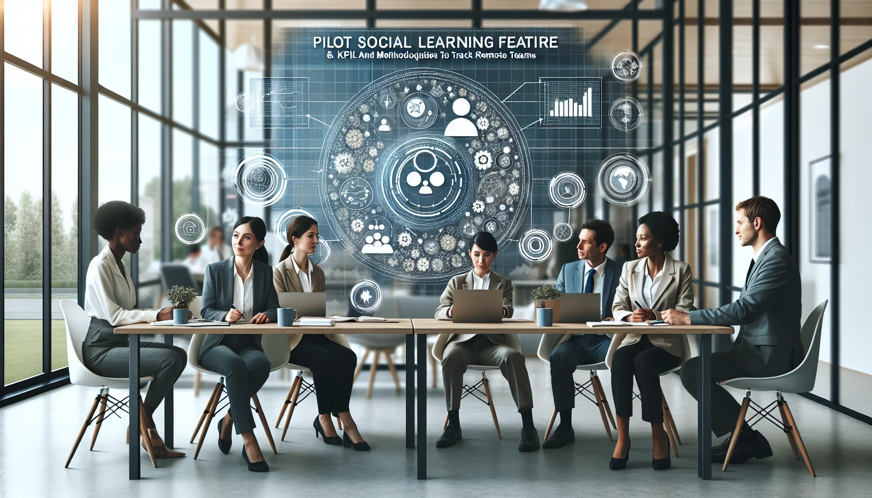 Remote team collaborating on pilot social learning features dashboard