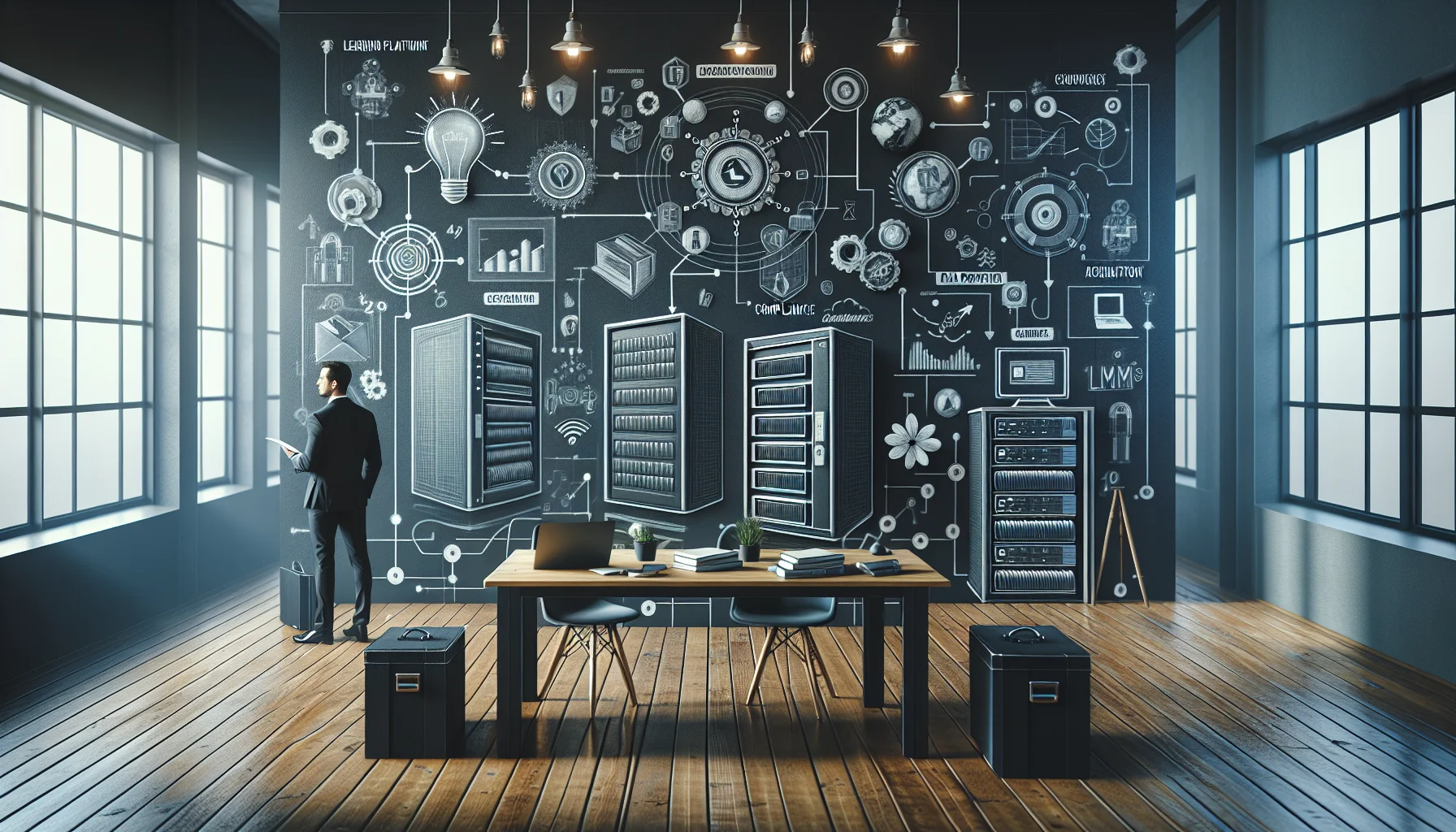 Security team reviewing learning platform security architecture diagrams