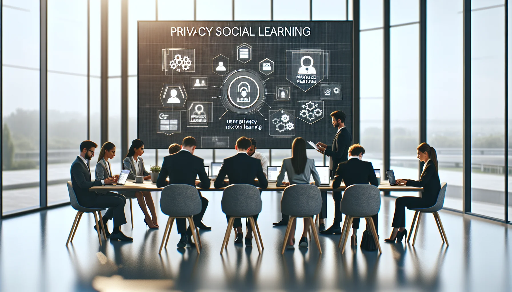 Remote team discussing privacy social learning platform safeguards