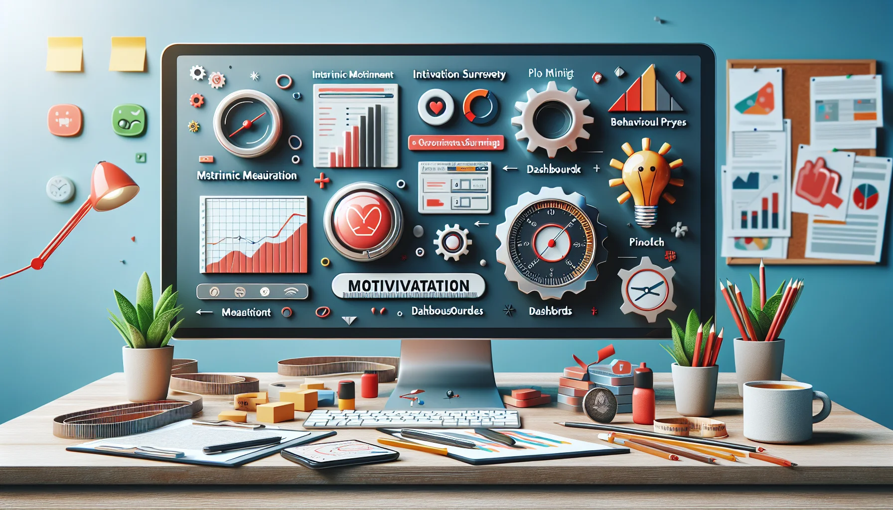 Dashboard showing composite motivation measurement e-learning metrics and trends