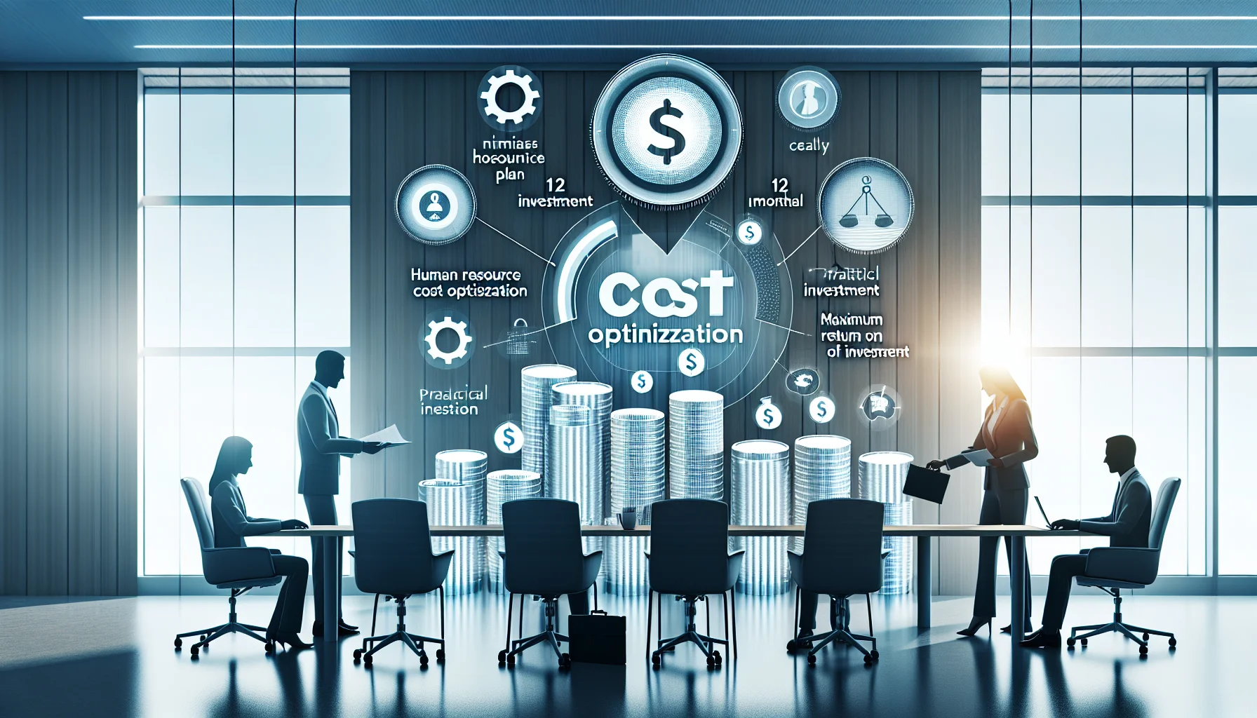 HR cost optimization workshop with team reviewing spend dashboard